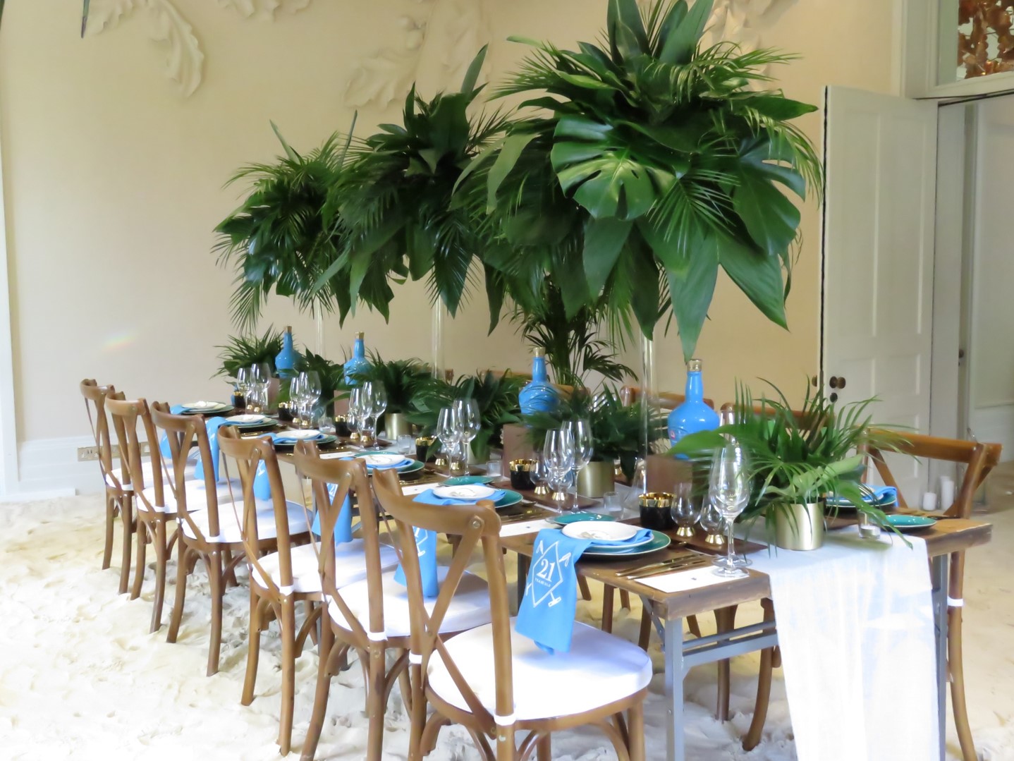 Elegant dining setup in Oak Room, Coworth Park for upscale events and intimate gatherings.