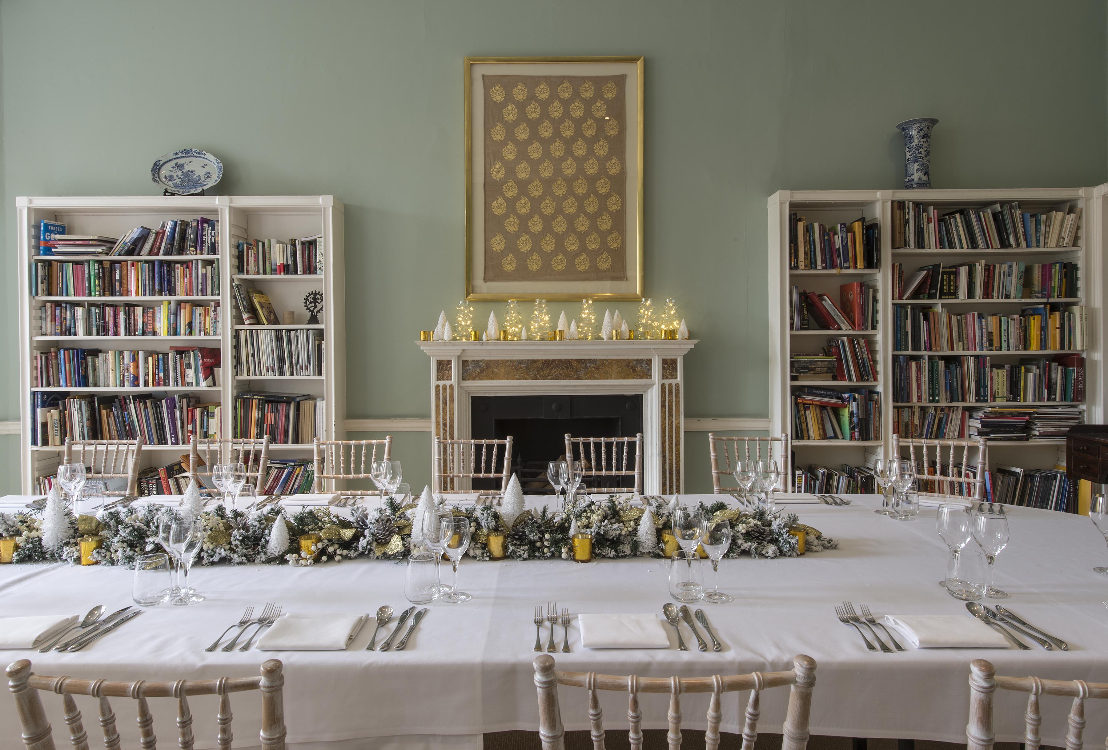 Elegant dining table in Asia House library, perfect for corporate dinners and intimate gatherings.