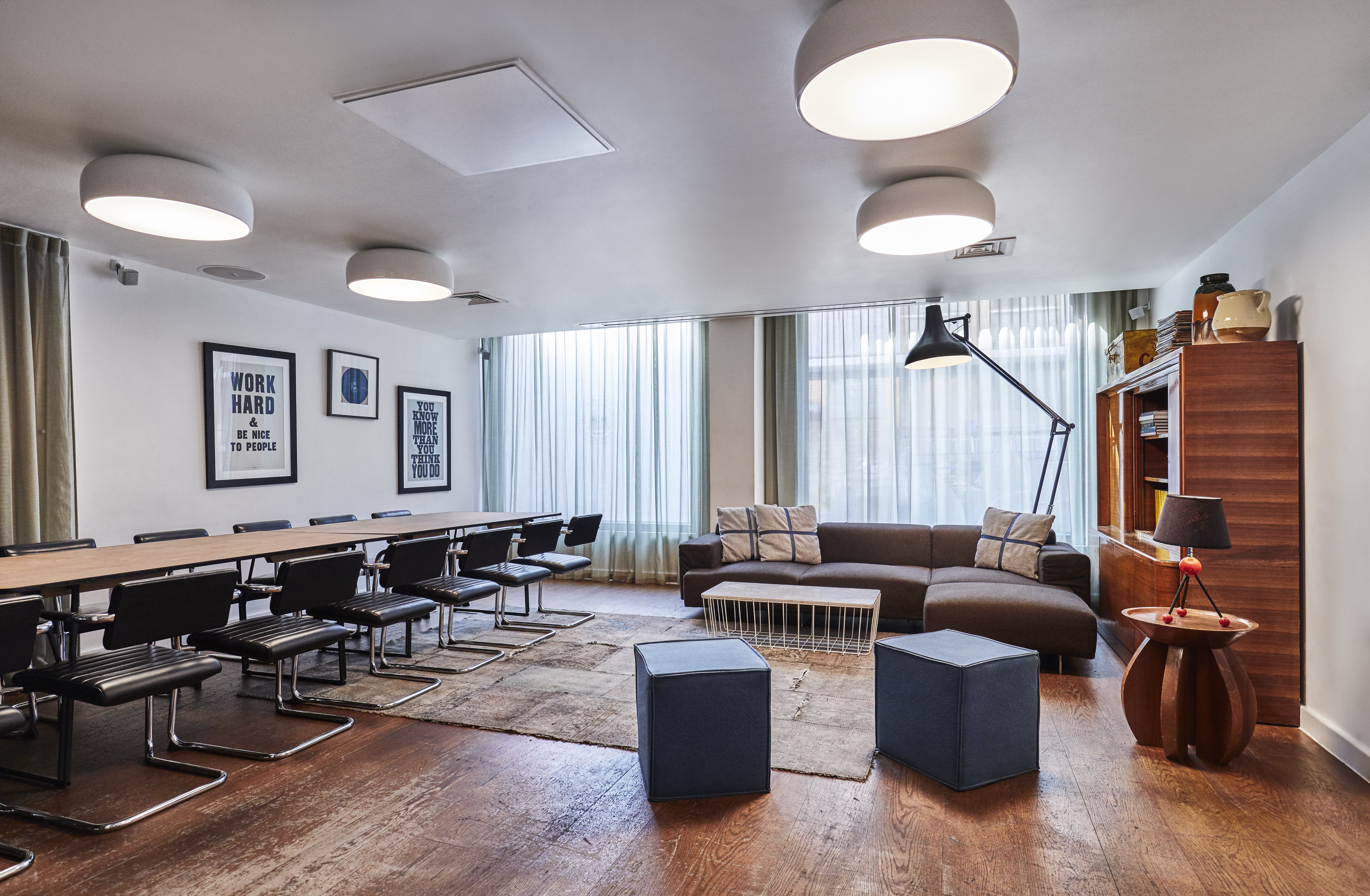 Versatile meeting space in The Hoxton Shoreditch for hybrid events and team-building.