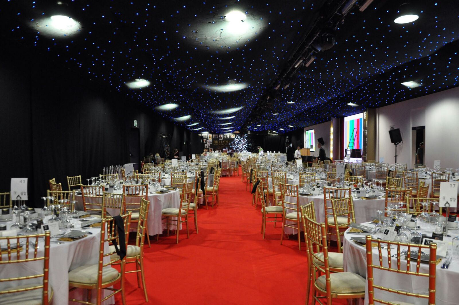Great Hall at Chelsea FC, elegant banquet setup for weddings and corporate events.