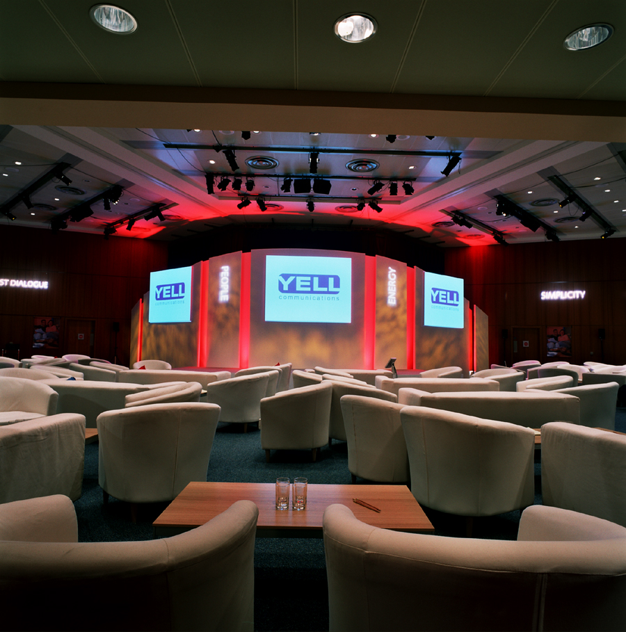 Lomond Suite at EICC: modern event space with stage, ideal for conferences and presentations.