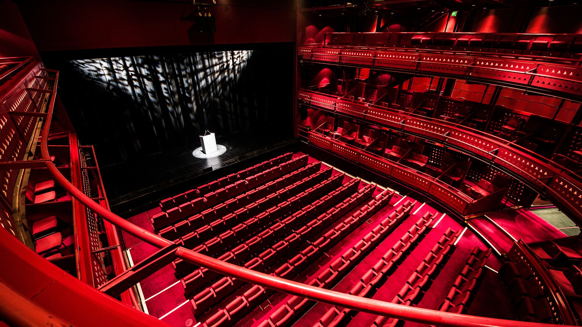 Quays Theatre at The Lowry with tiered seating, ideal for elegant presentations and performances.