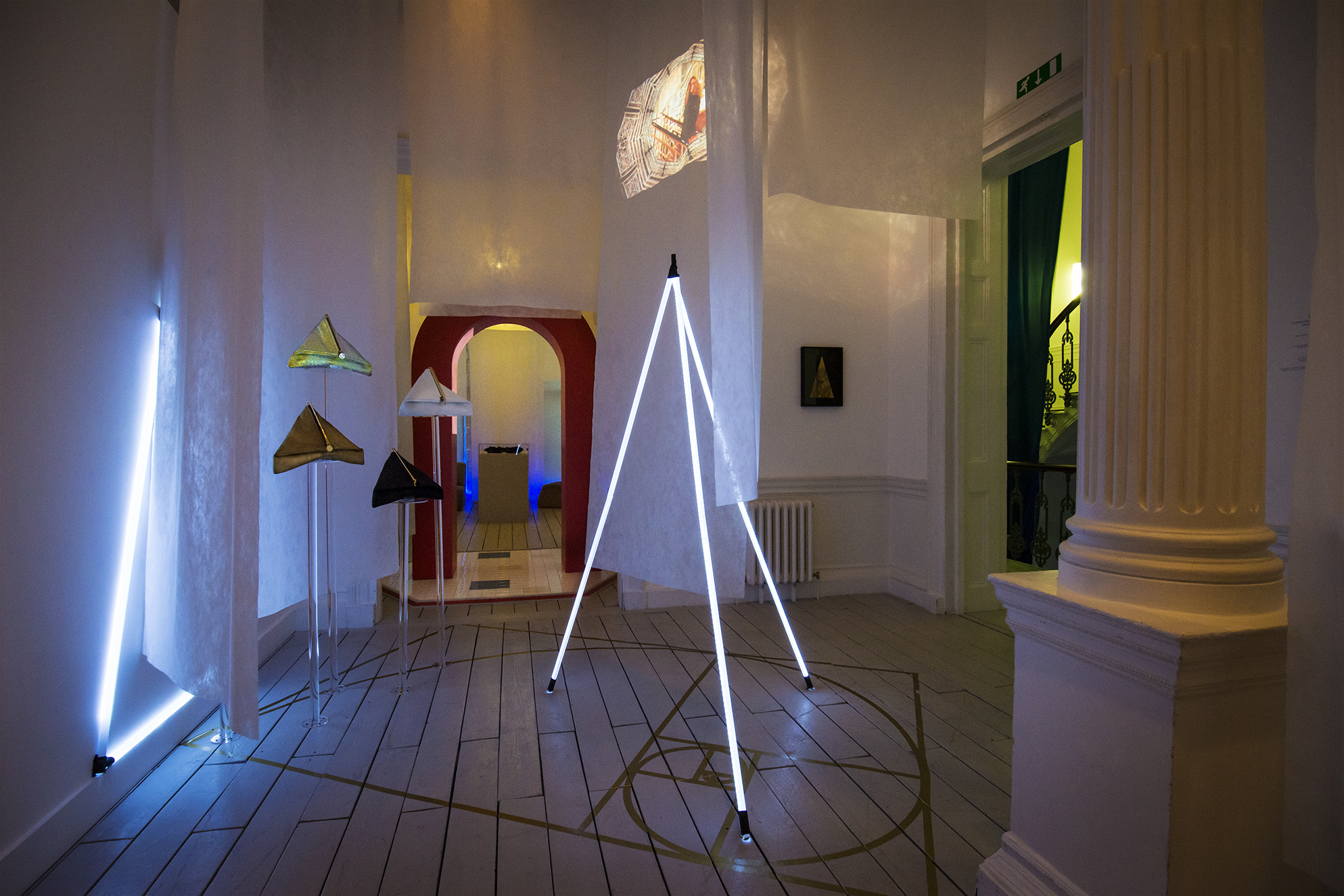 Creative event space with modern lighting at 41 Portland Place for innovative meetings.