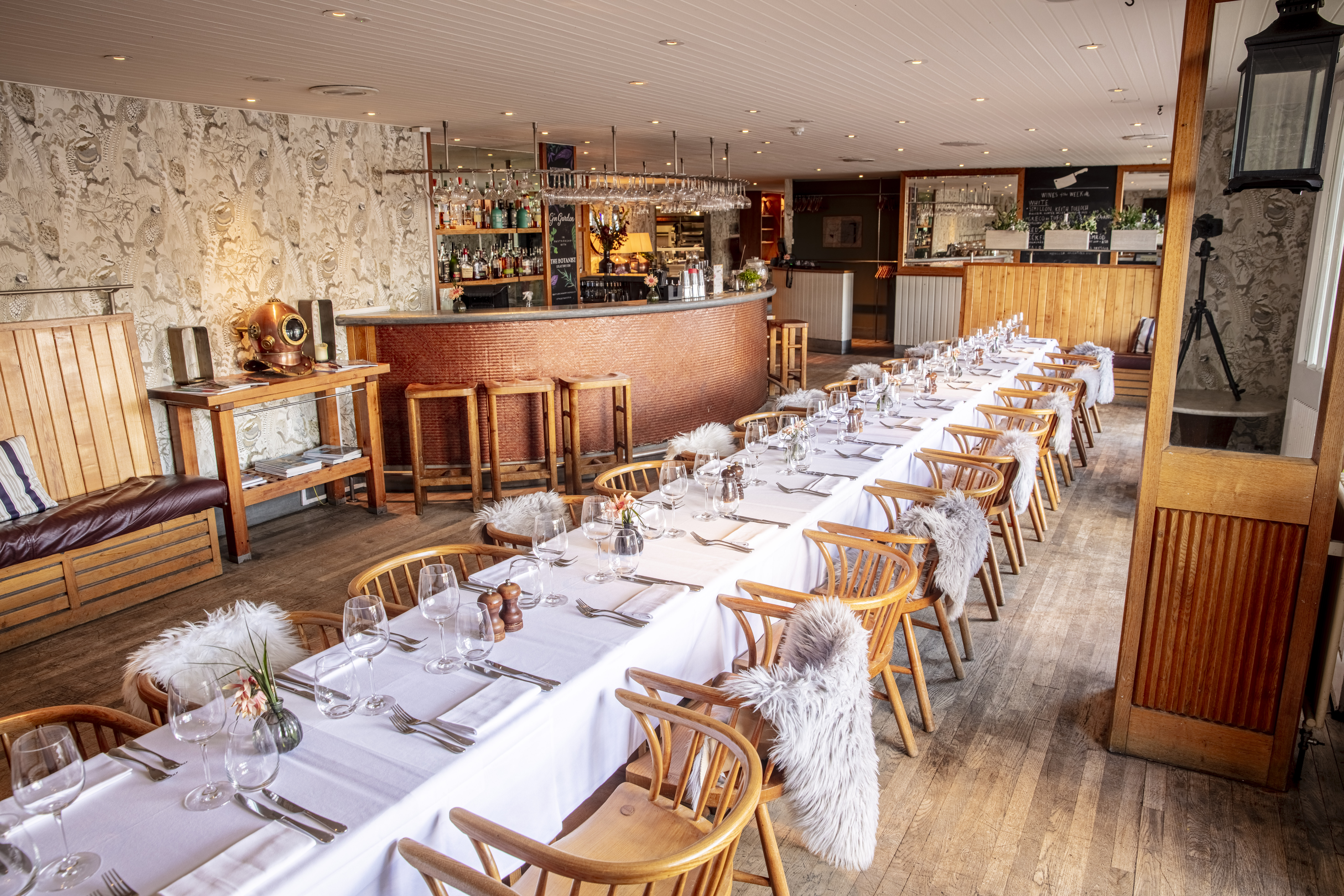 Elegant dining space at Butlers Wharf Chop House for corporate events and gatherings.