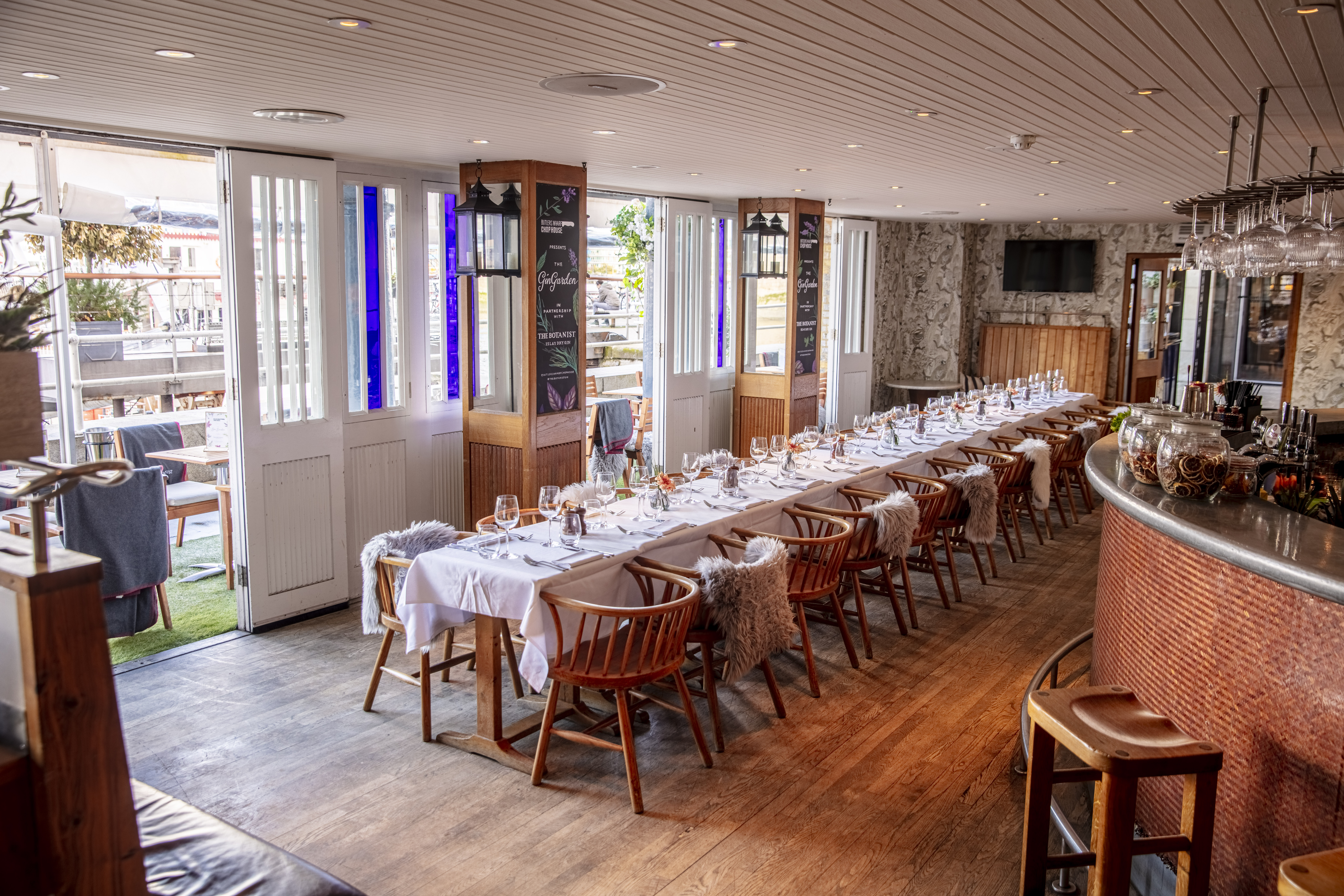 Elegant dining space at Butlers Wharf Chop House, perfect for events and gatherings.