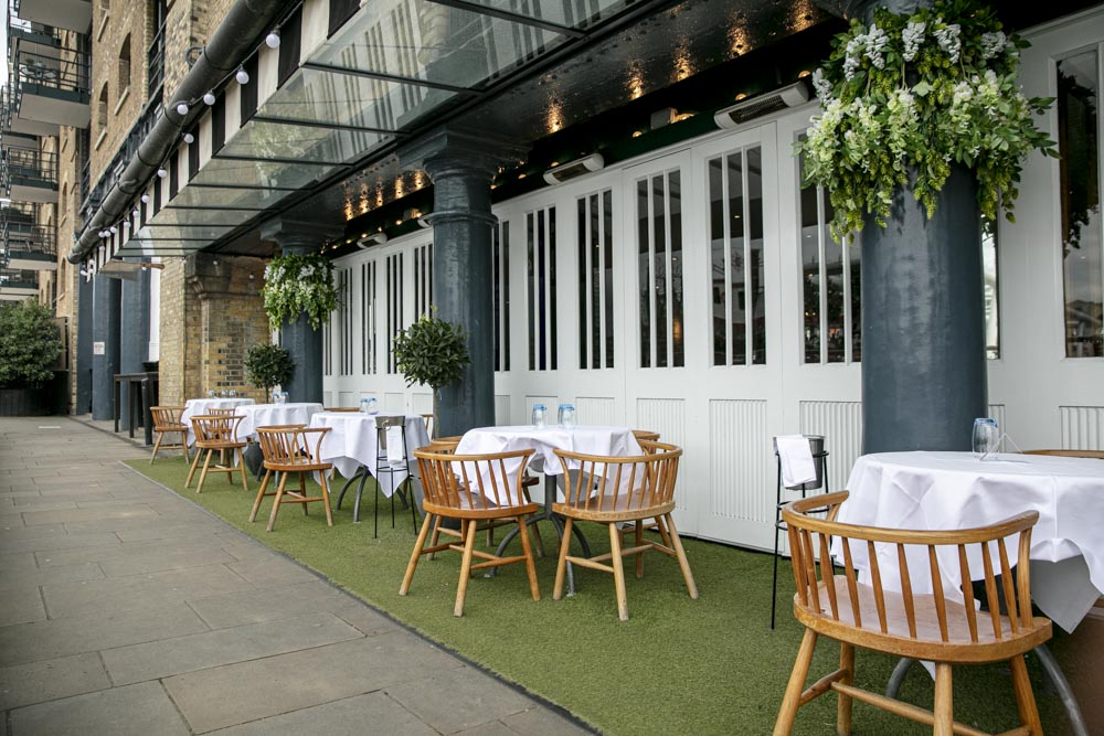 Charming outdoor dining area at Butlers Wharf Chop House, perfect for events and gatherings.