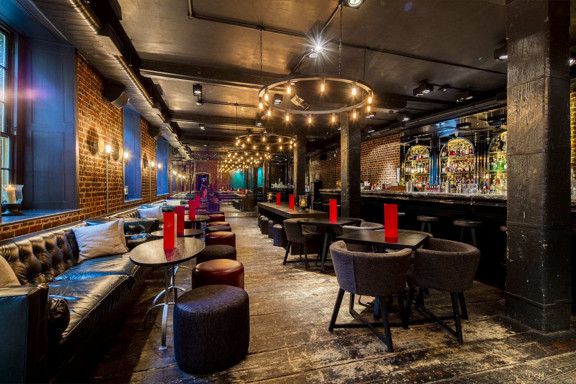 Stylish Old Bengal Bar with cozy seating, ideal for cocktail receptions and networking events.