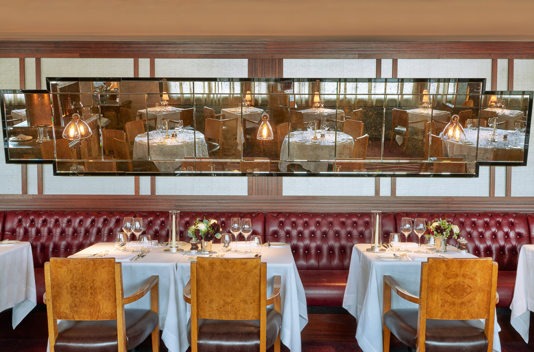 Elegant dining space at Le Pont de la Tour for corporate events and private gatherings.