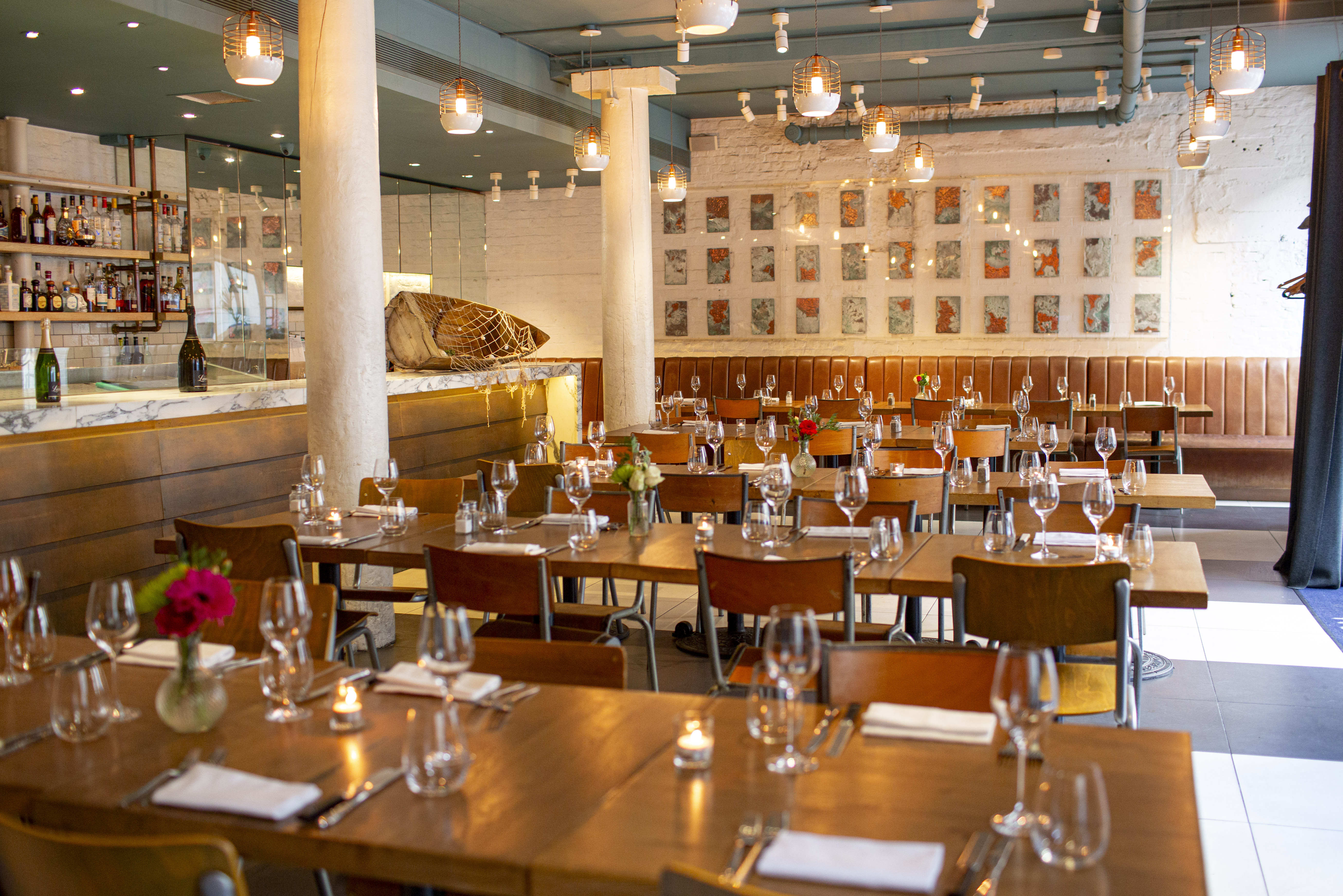 Stylish restaurant venue in Fish Market for intimate gatherings and corporate events.