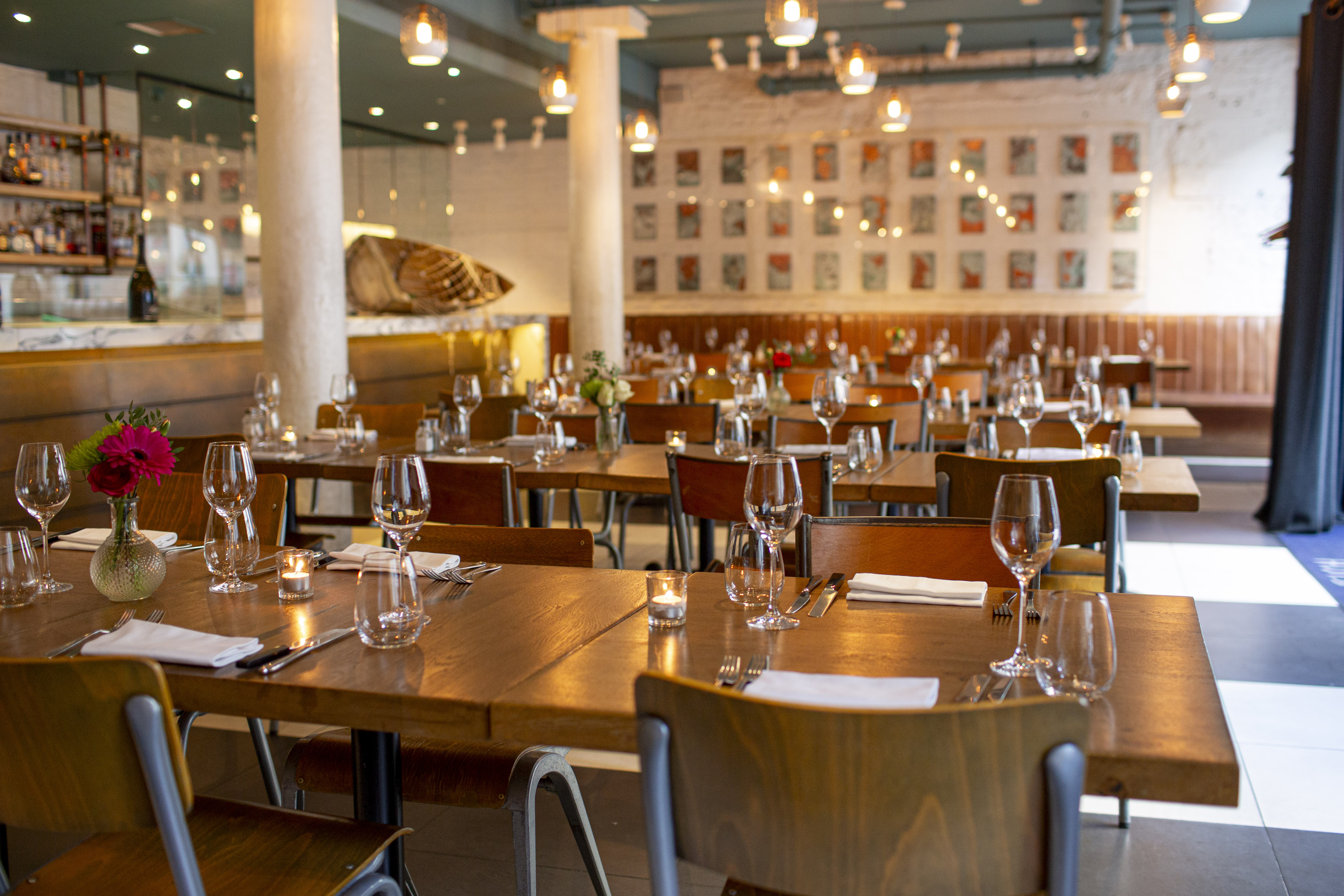 Elegant restaurant venue in Fish Market for corporate events and intimate gatherings.