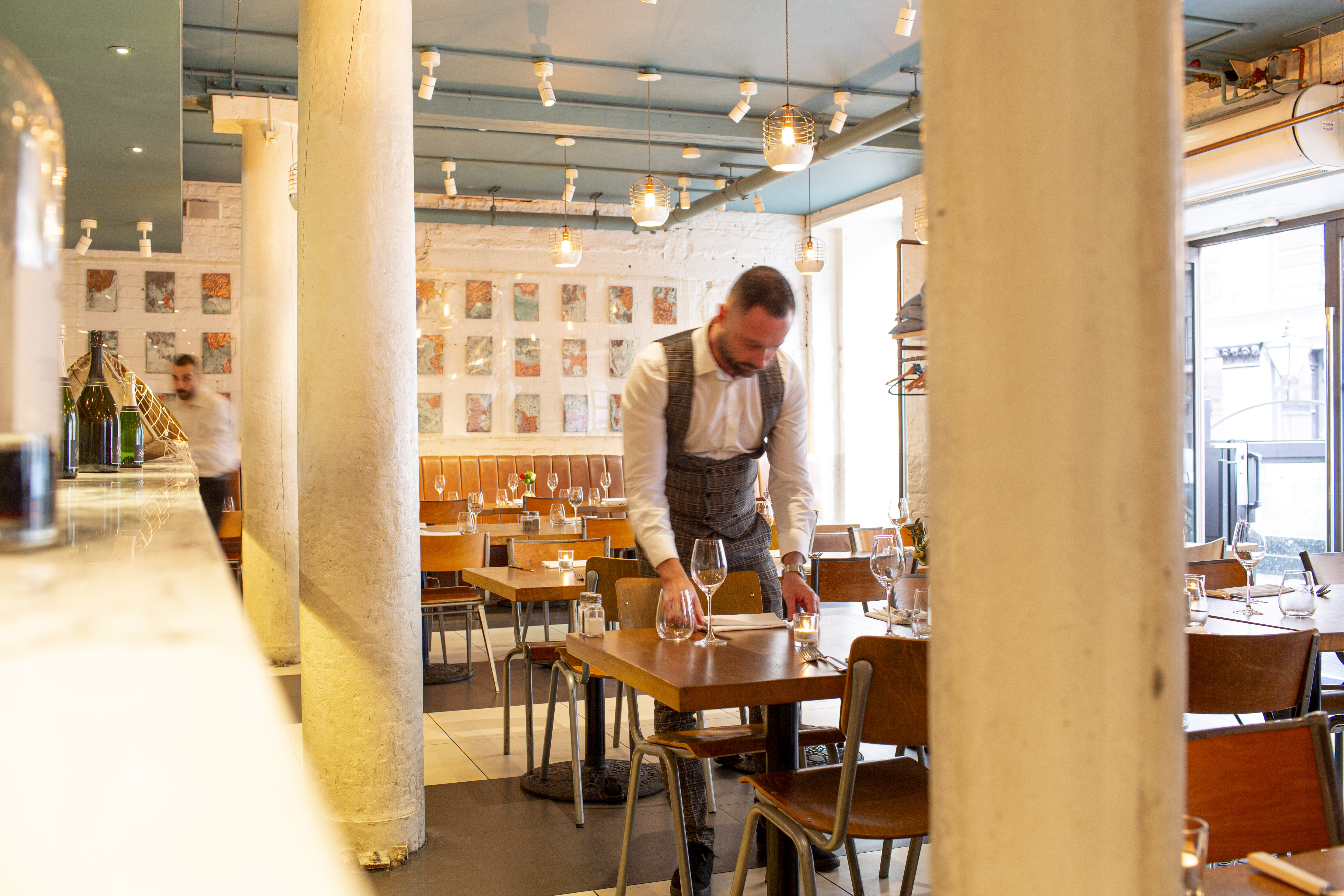 Whole Venue in Fish Market: modern restaurant setting for intimate meetings and events.