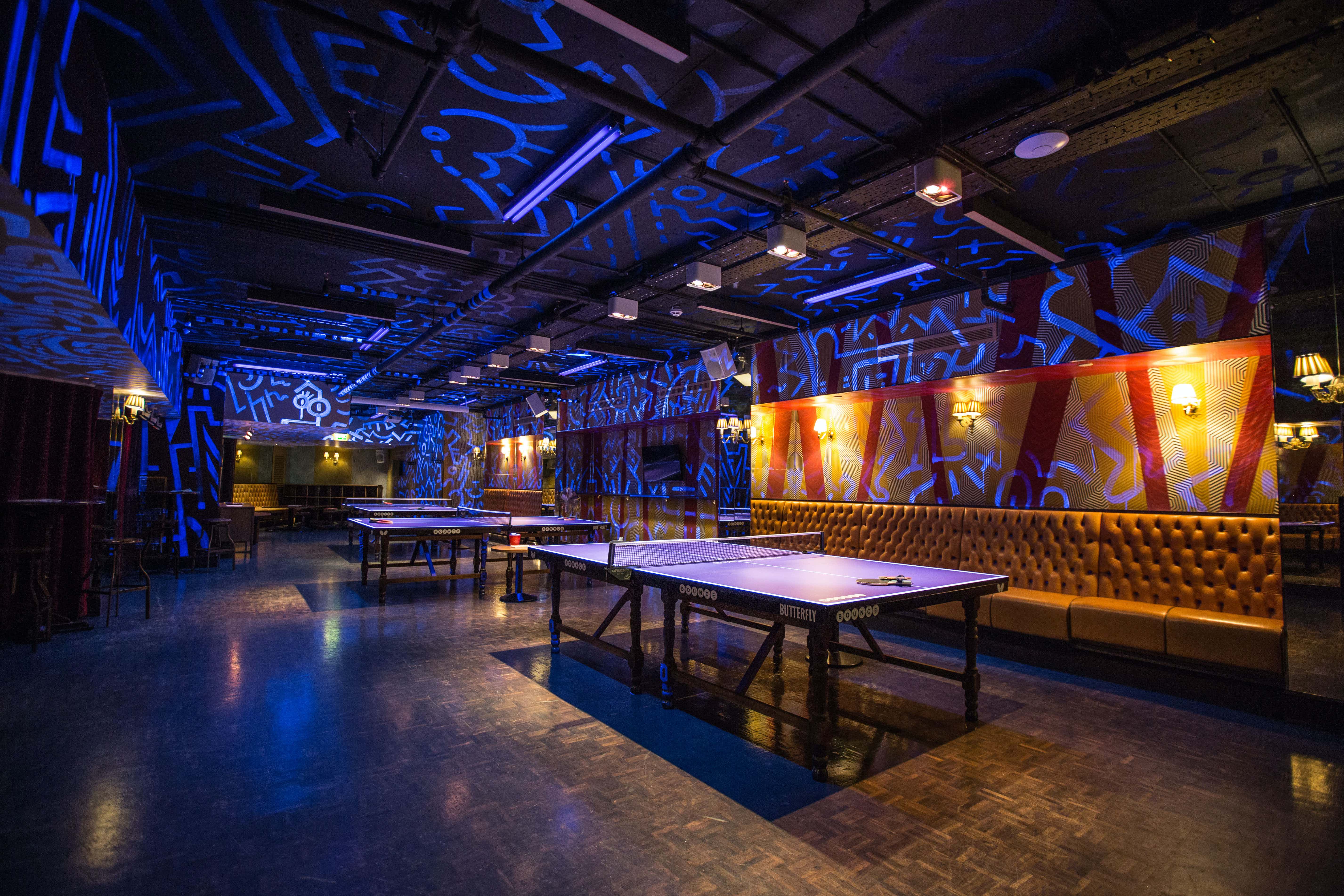 Jaques Room at Bounce Farringdon: vibrant urban event space with graffiti art.