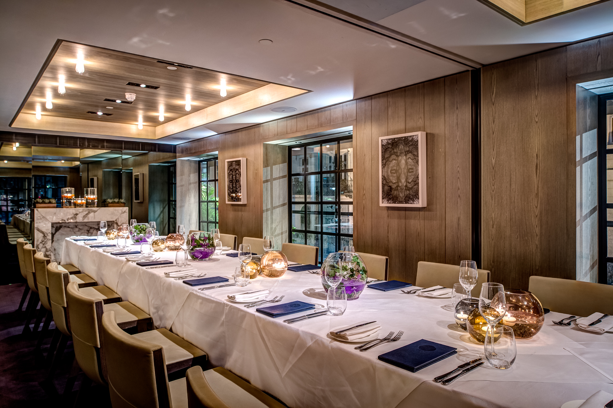 Elegant dining setup at The Muse, ideal for corporate dinners and networking events.