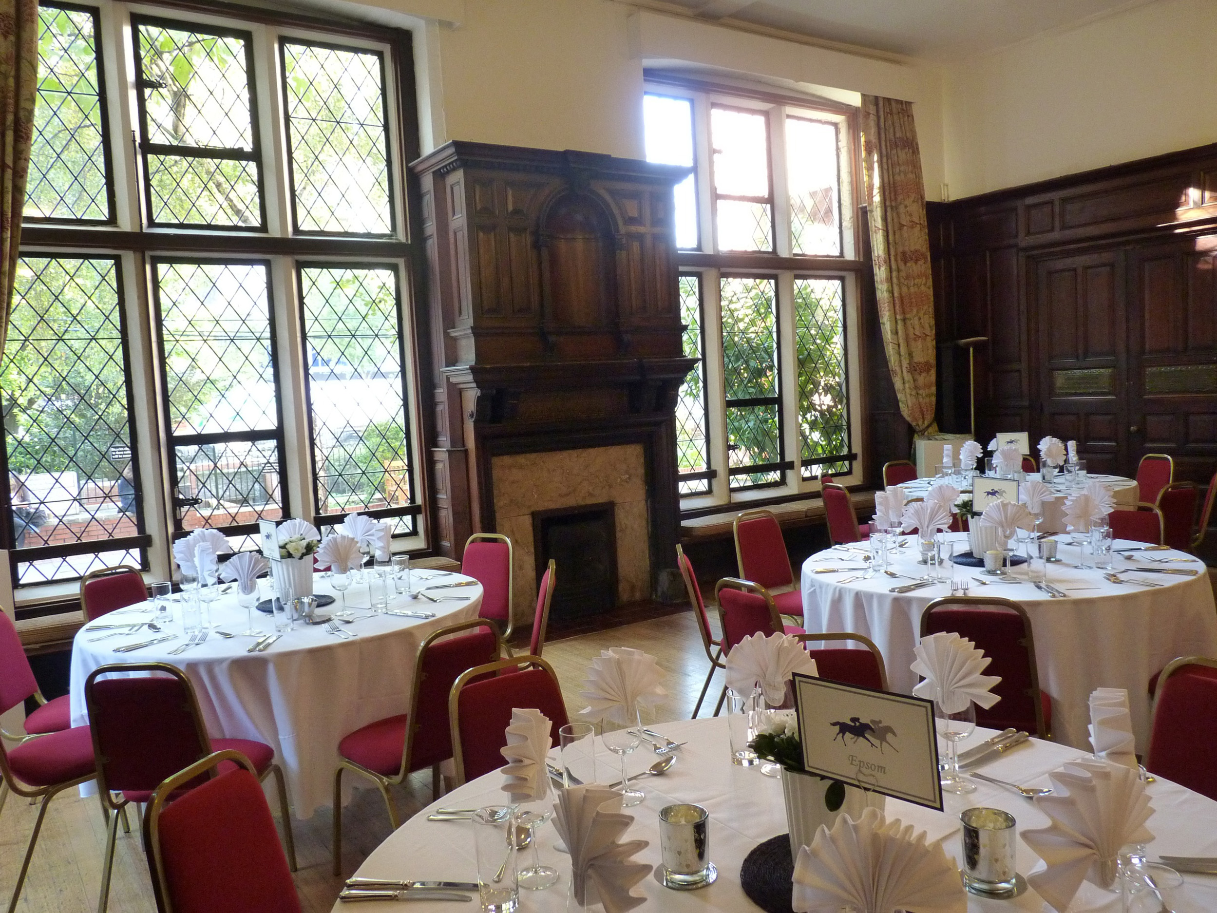 Elegant dining area in Toynbee Hall, perfect for weddings and formal events.