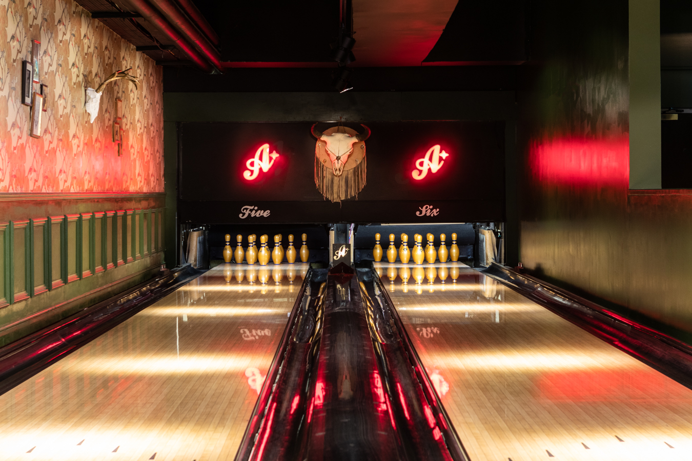 Stylish bowling alley at The Lodge, All Star Lanes - Holborn for corporate events.