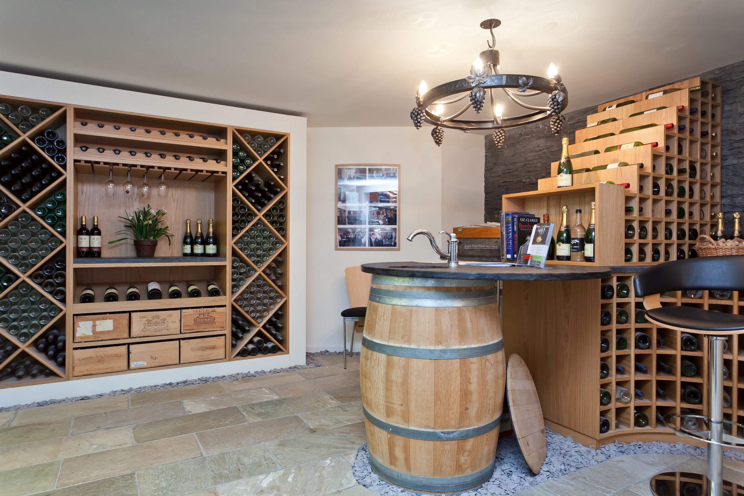 Elegant wine cellar at The Cheshire Cookery School for private tastings and events.
