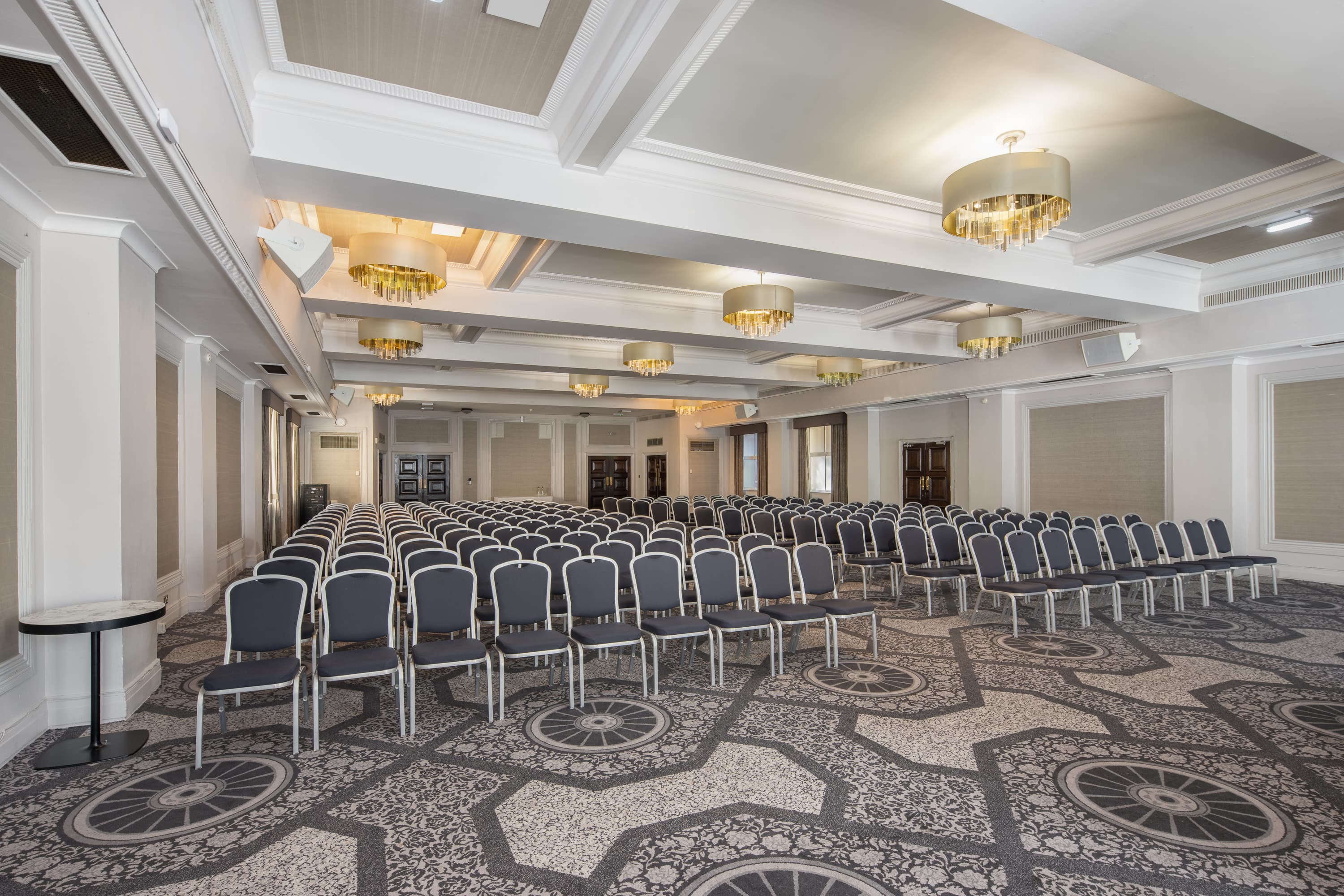 Crown & Cornwall Suite theater-style ballroom for professional conferences and presentations.