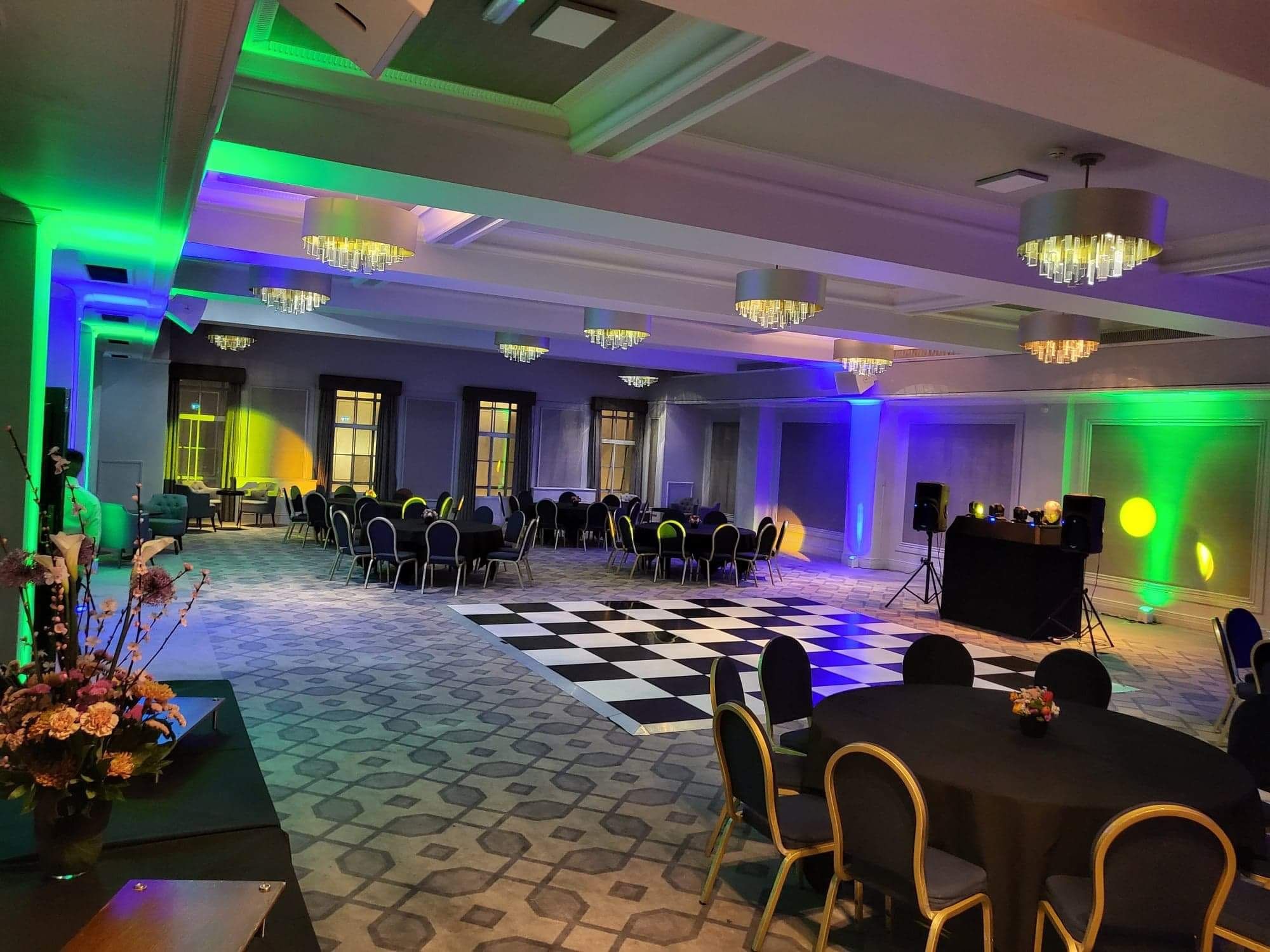 Crown & Cornwall Suite with chandeliers, ideal for events and receptions at De Vere Grand Connaught Rooms.