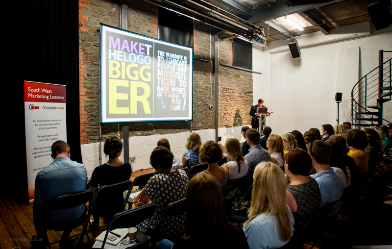 Engaging speaker at Paintworks Event Space, ideal for networking and marketing events.