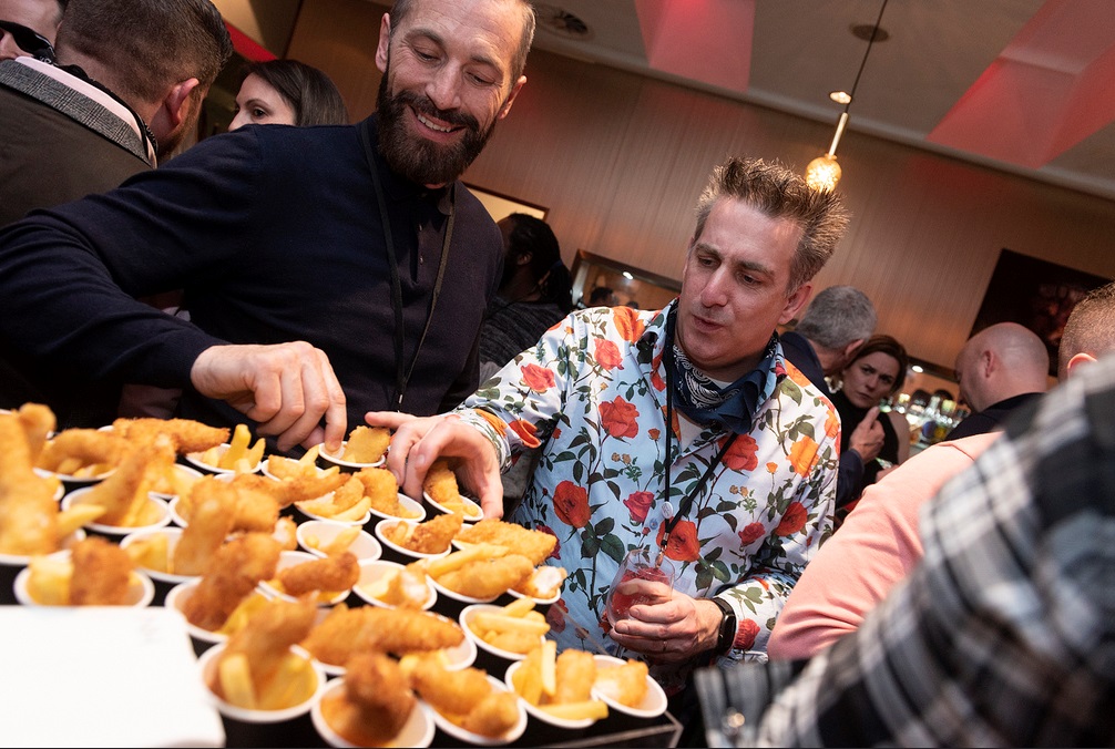 Lively networking event at The Second Floor Bar & Brasserie with delicious finger foods.