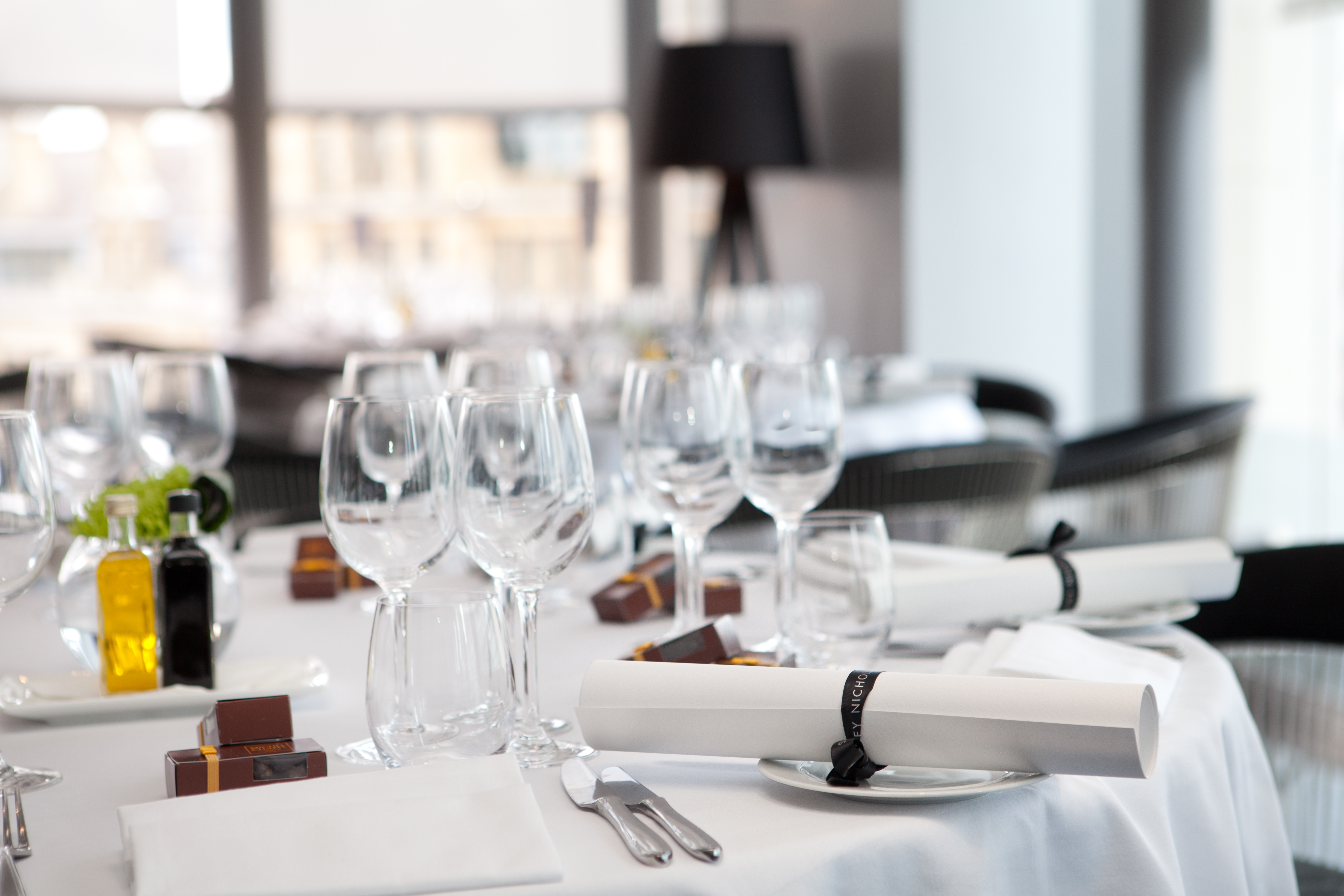 Elegant dining table at The Second Floor Bar & Brasserie for corporate events.