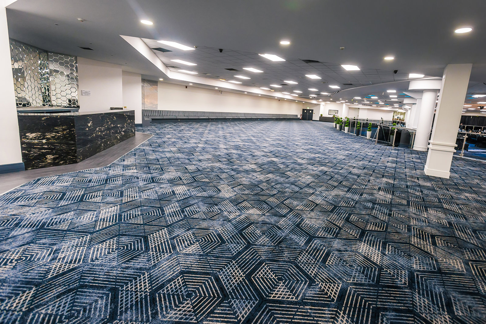 Spacious event venue in The Sheridan with modern decor for conferences and gatherings.