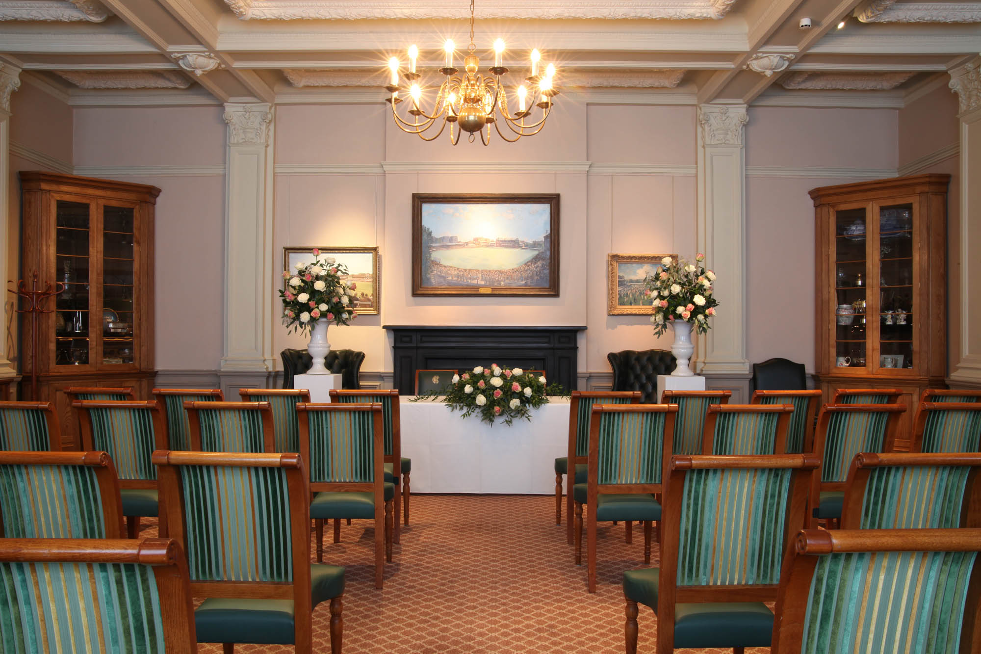 Elegant meeting room at Lord's Cricket Ground, ideal for events and gatherings.