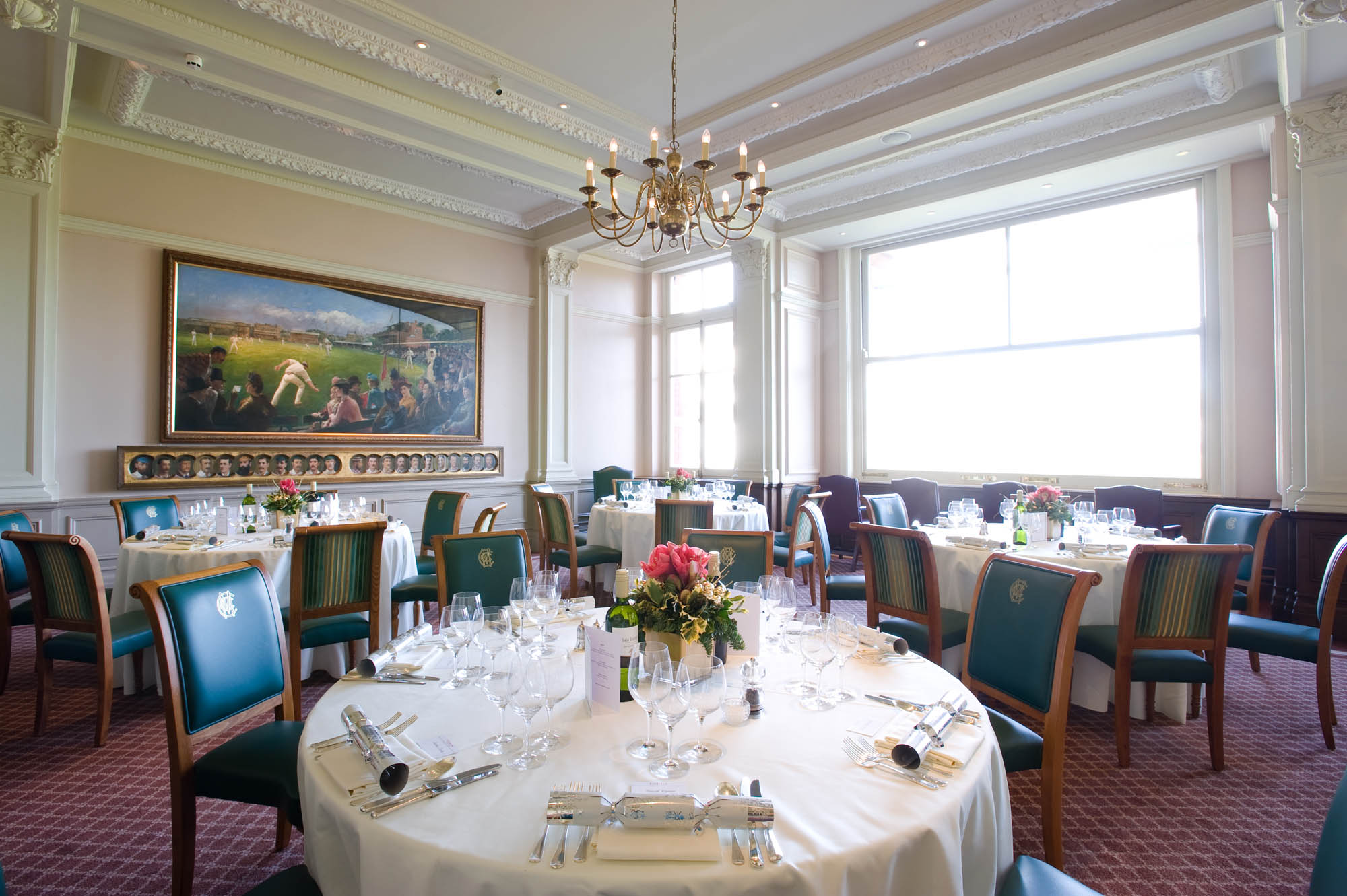 Elegant dining room at Lord's Cricket Ground, ideal for corporate events and celebrations.
