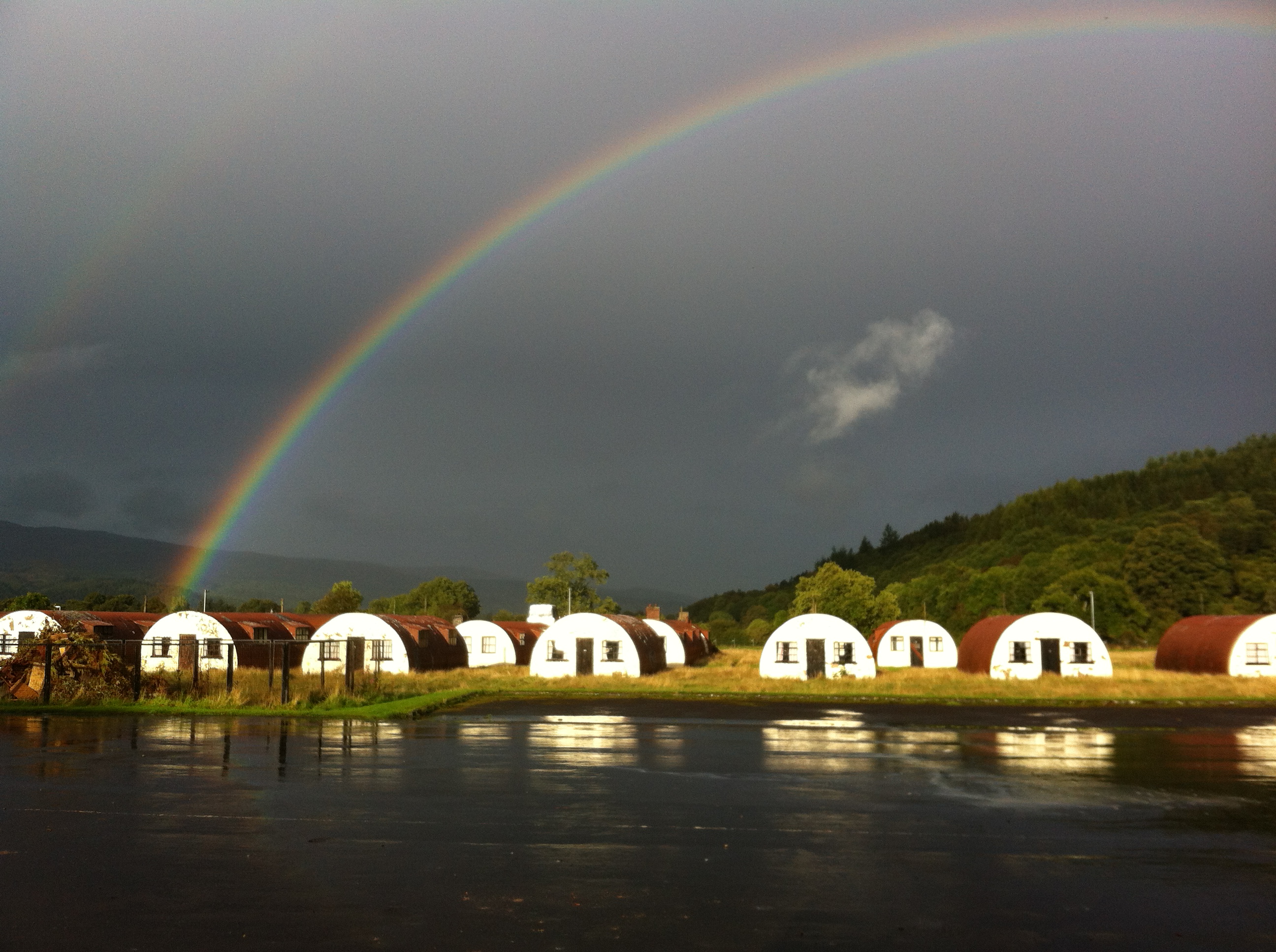 Cultybraggan POW Camp venue with dome accommodations, perfect for outdoor events and retreats.