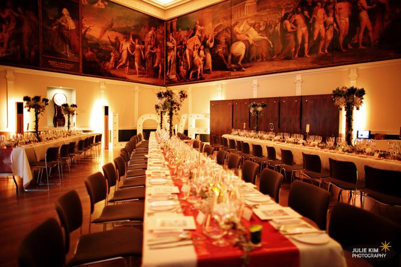 Elegant banquet hall in RSA House, perfect for corporate dinners and gala receptions.