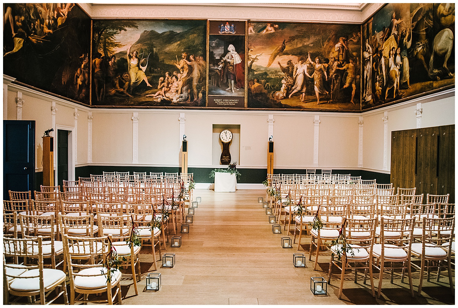 Elegant Great Room at RSA House, ideal for weddings and corporate events. High ceilings and murals.