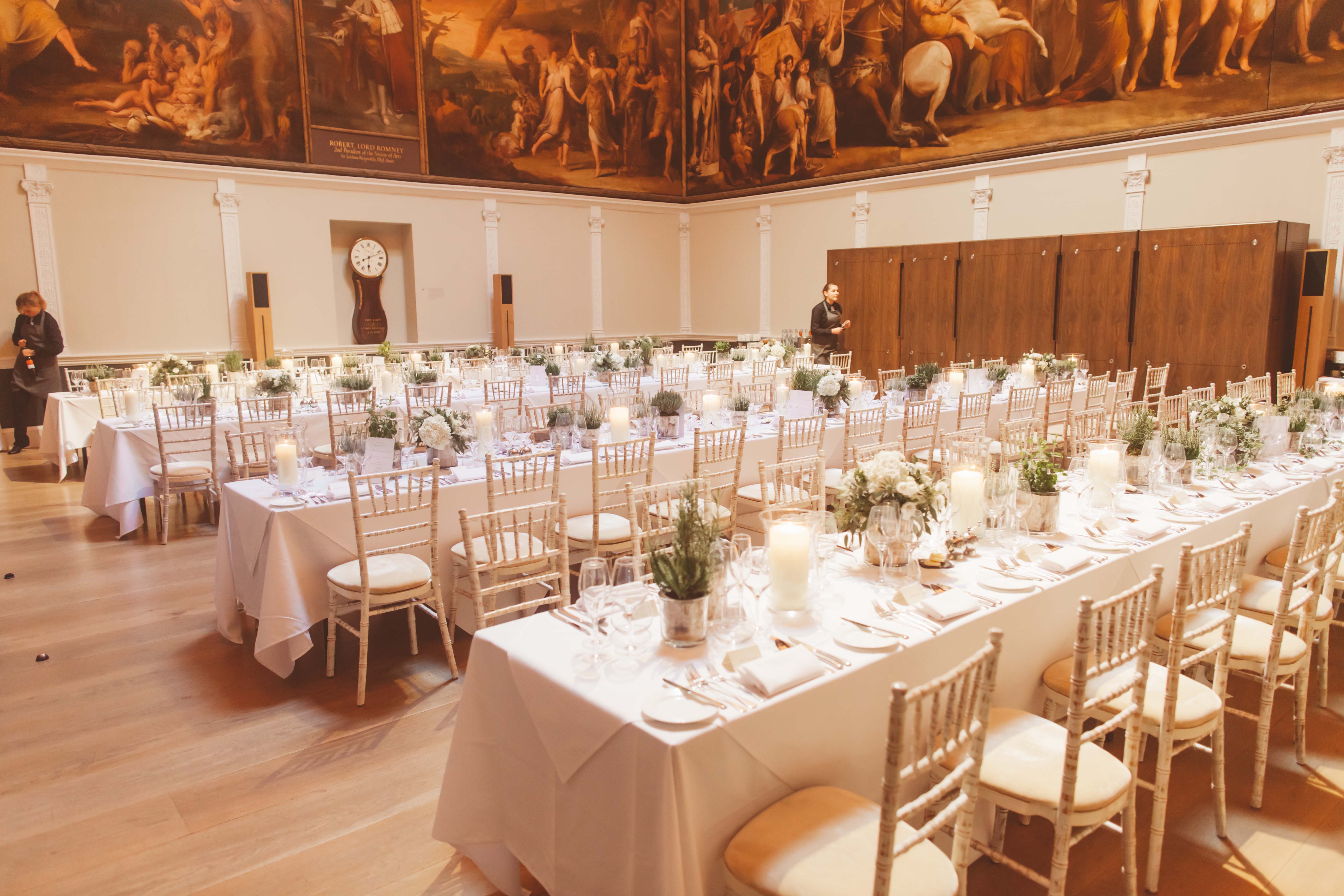 Elegant banquet hall in RSA House, perfect for weddings and corporate events.