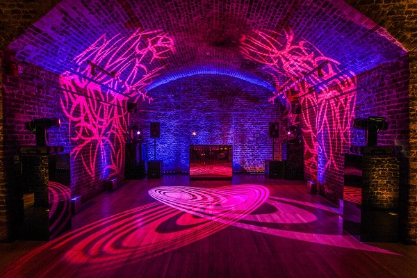 Vibrant event space in The Vaults, RSA House, ideal for parties and corporate events.