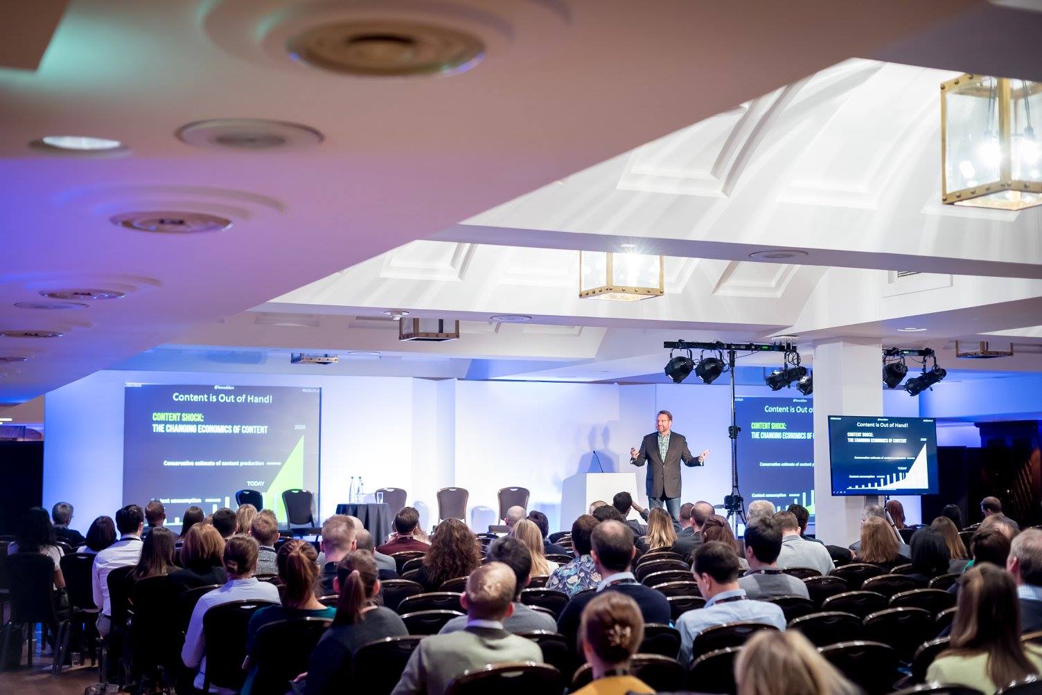 Conference at The King George III with speaker, professional lighting, networking event.