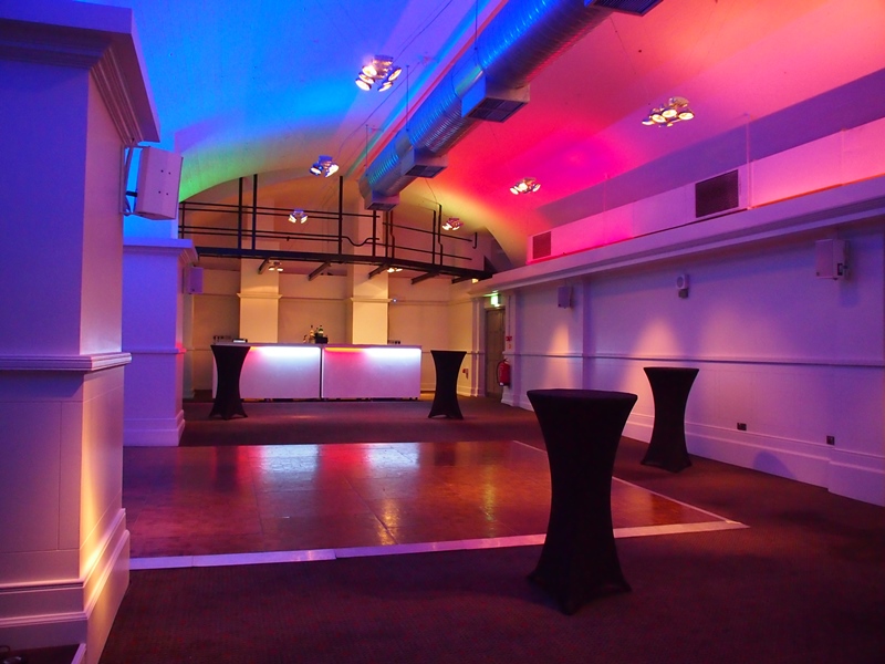 Smeaton Vaults event space with ambient lighting for networking and cocktail receptions.