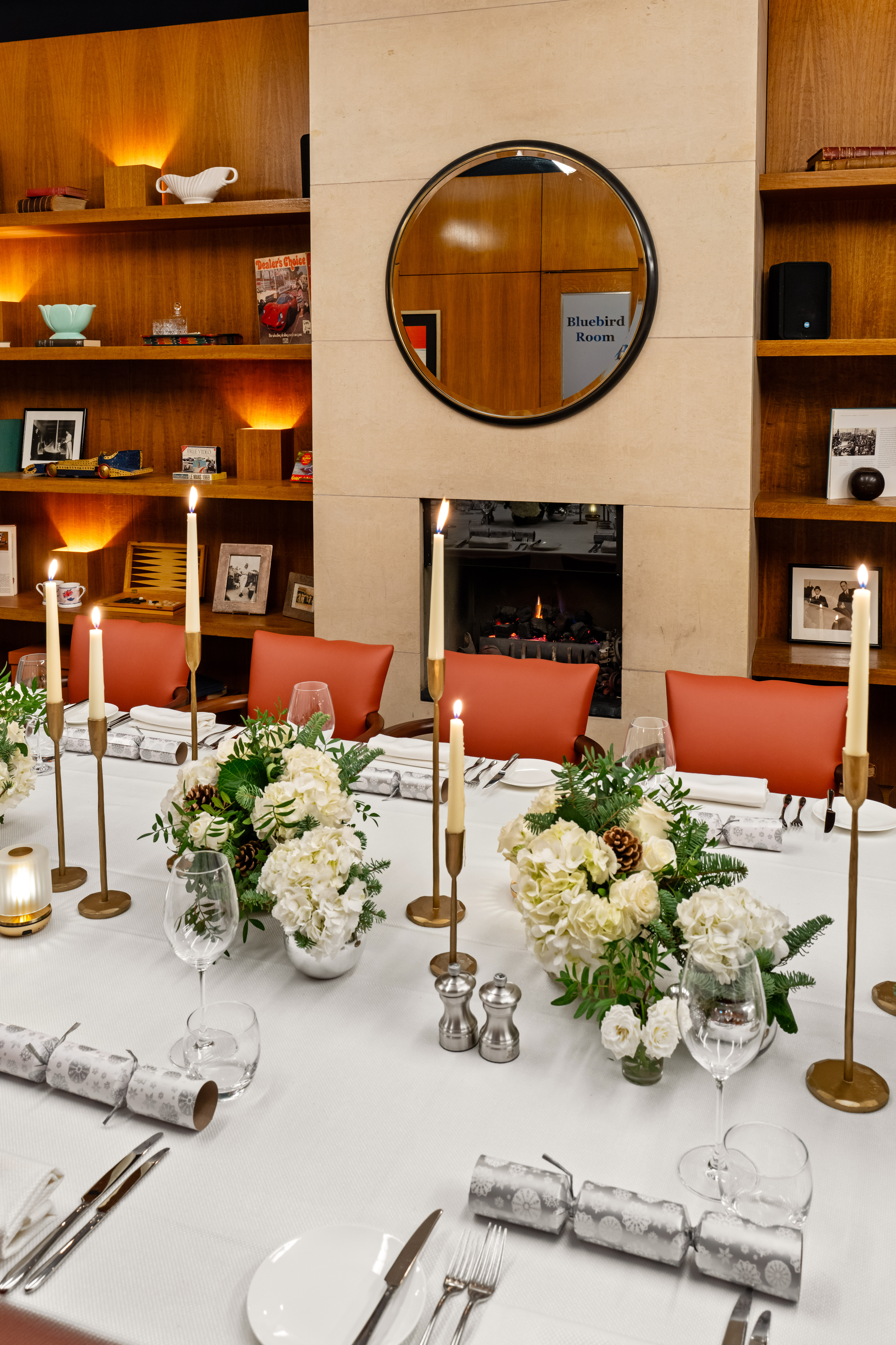 Elegant dining table in Bluebird Room, perfect for sophisticated events and corporate dinners.