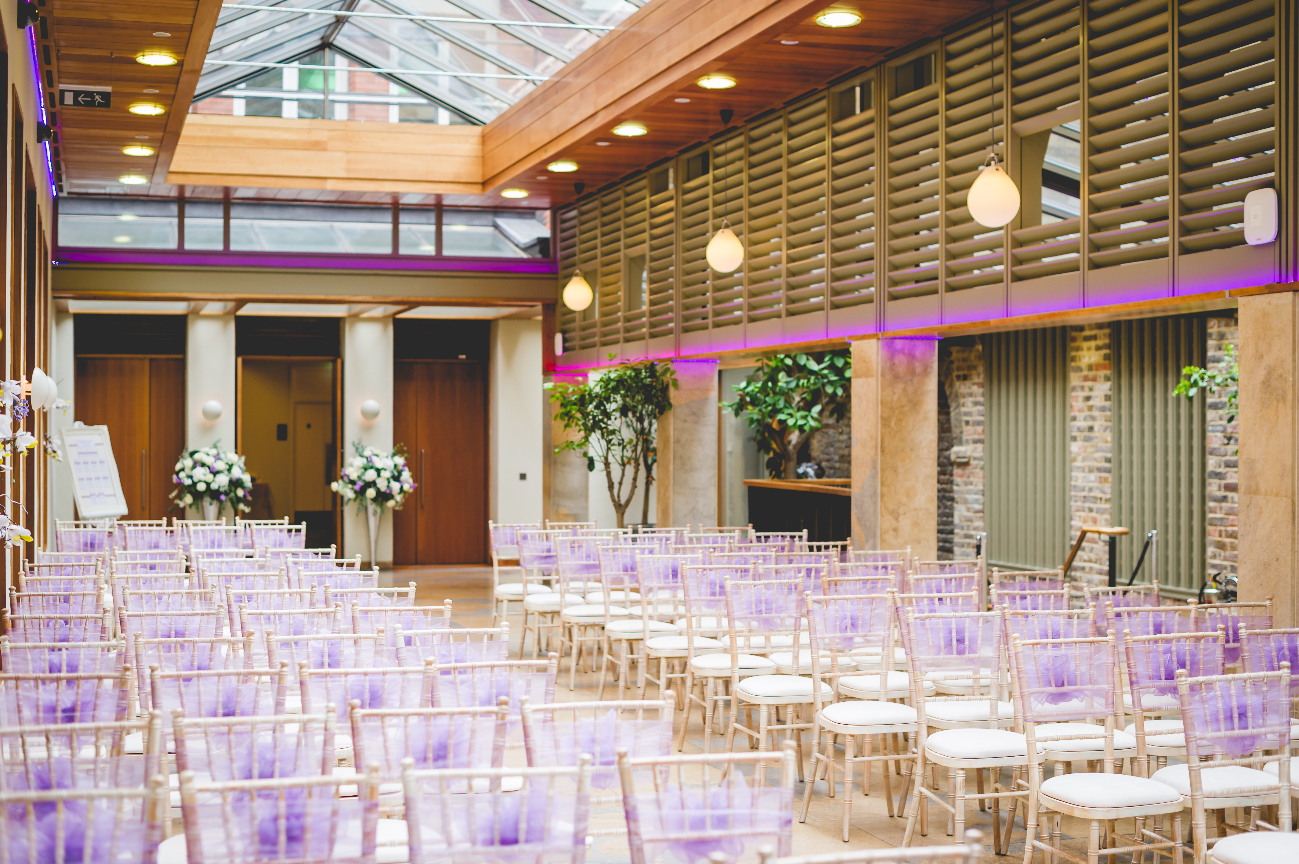 Orangery & Courtyard at No.11 Cavendish Square, elegant wedding venue with lavender accents.
