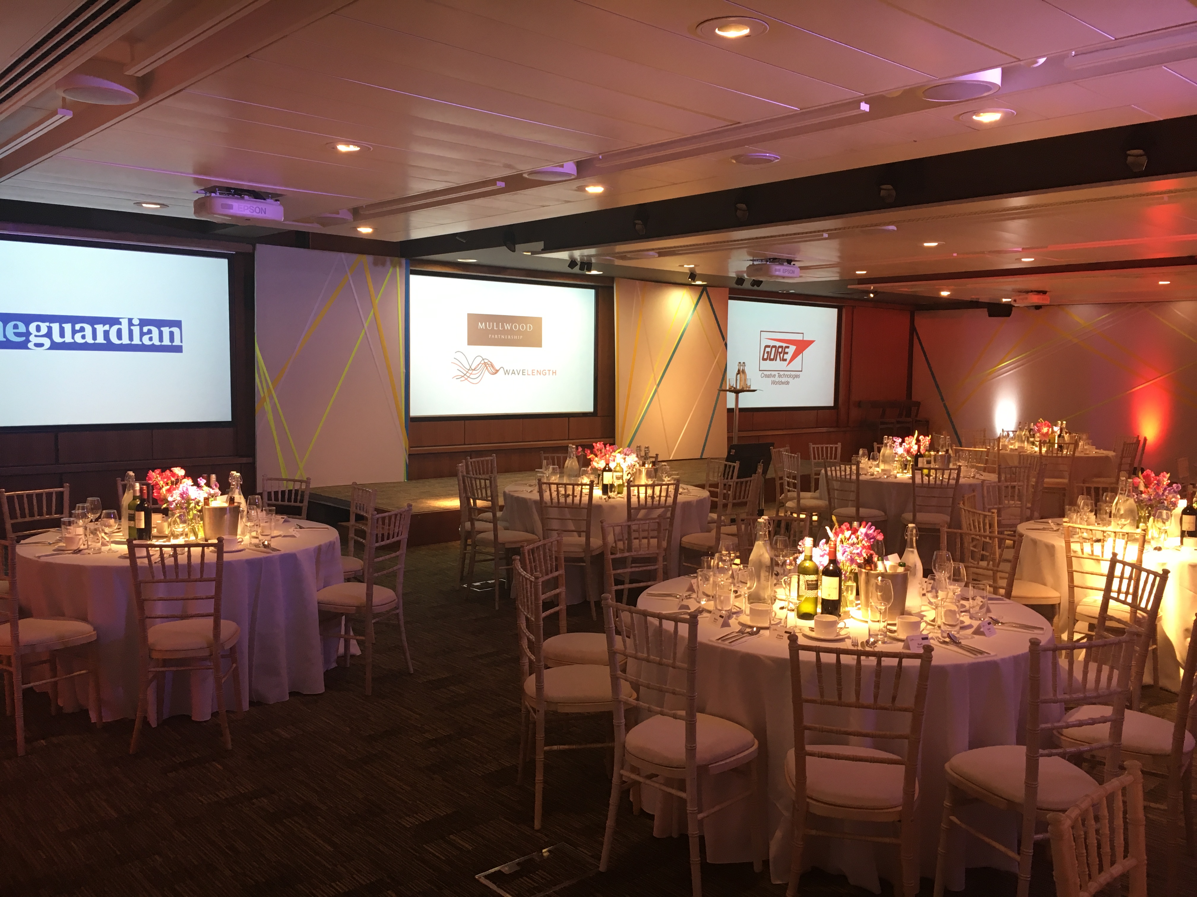 Burdett Suite at No.11 Cavendish Square, elegant dinner setup for corporate events.