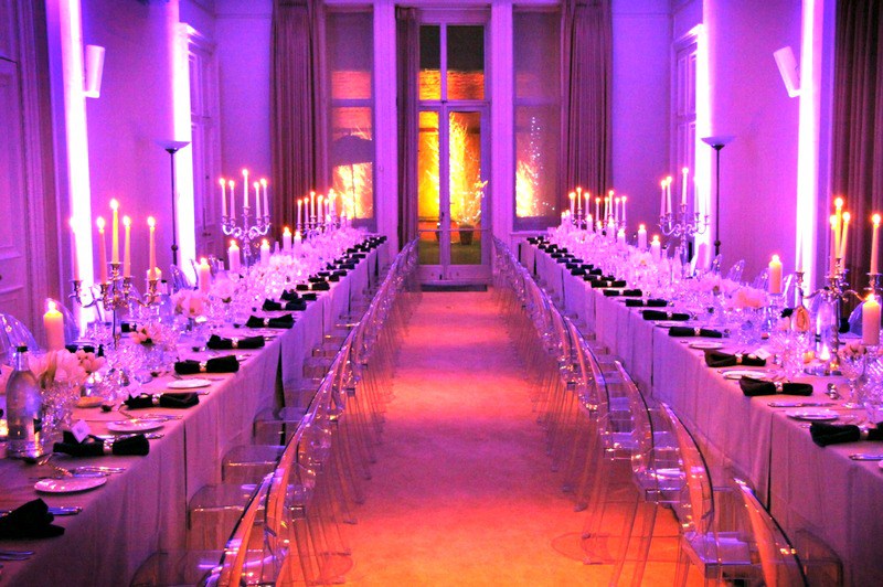 Elegant banquet setup with candelabras in North Sanctuary, Kent House for upscale events.