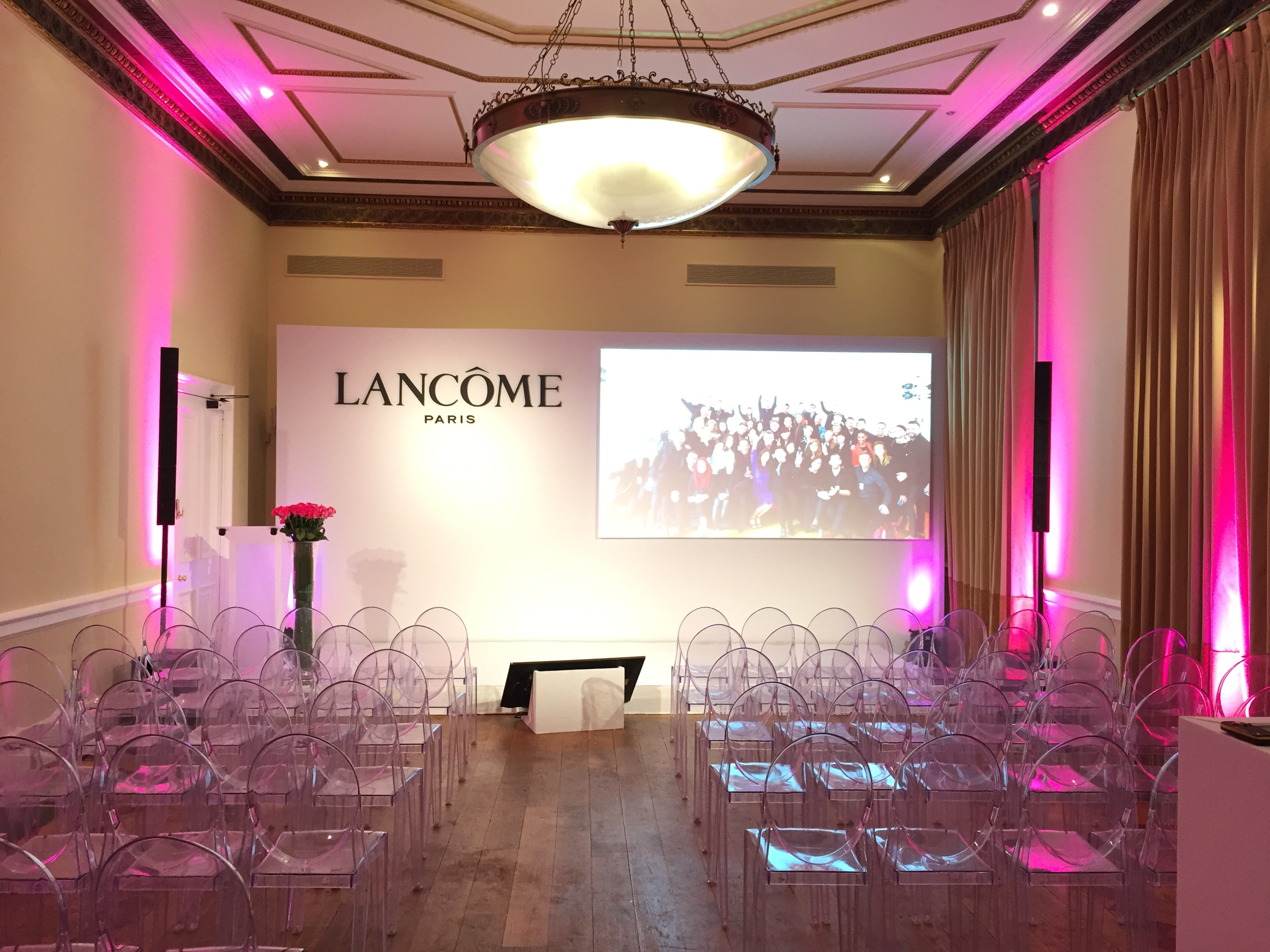 Rutland Room in Kent House: elegant event space with acrylic chairs for presentations.