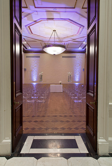 Elegant Rutland Room in Kent House, featuring acrylic chairs for intimate ceremonies.