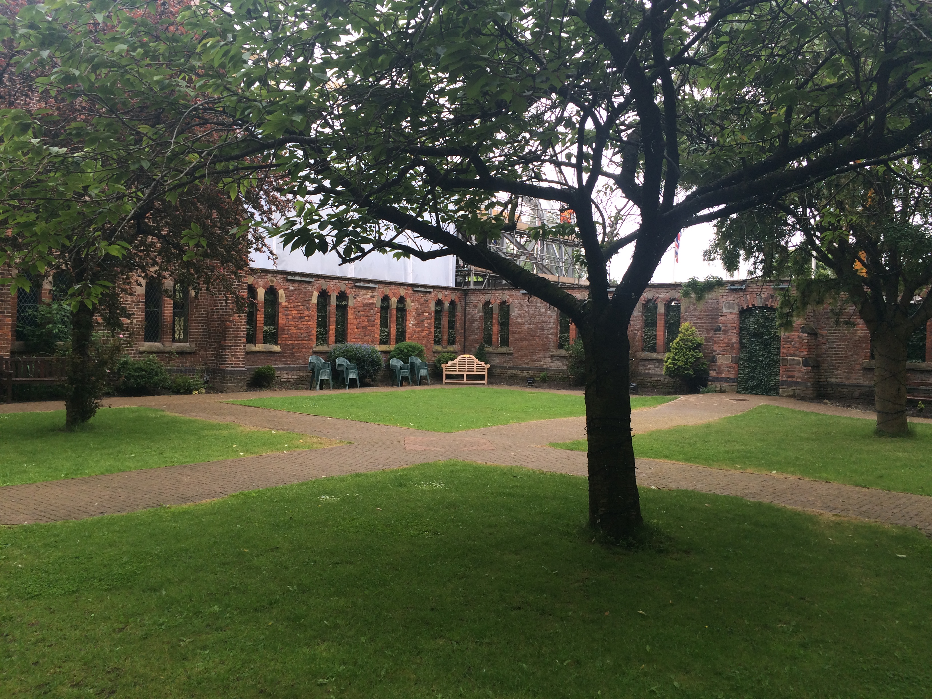 Great Nave at The Monastery Manchester, serene outdoor space for events and gatherings.