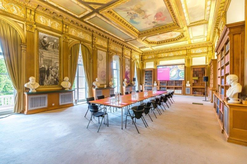 Elegant meeting room with high ceilings for corporate events at The Royal Society.