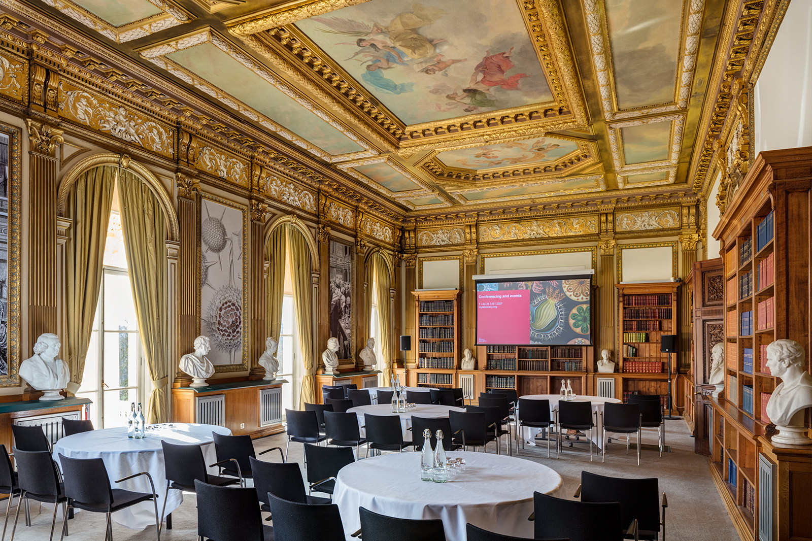 Elegant meeting space in The Royal Society, ideal for conferences and gatherings.