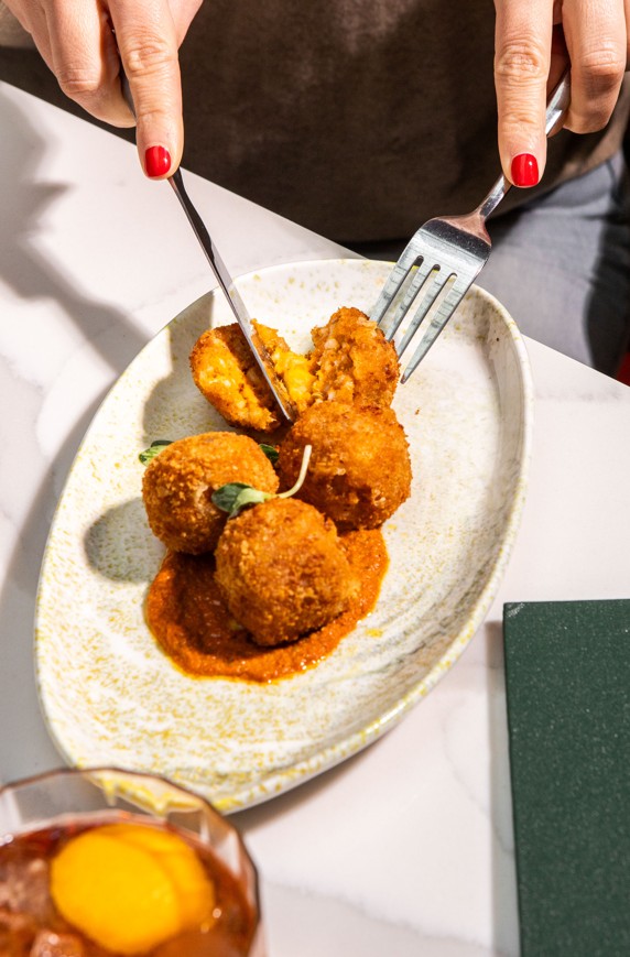 Gourmet stuffed balls at Sabine Rooftop Bar, perfect for networking events and dinners.