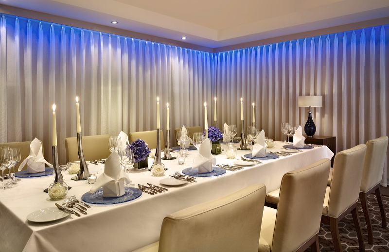 Elegant dining table in Private Dining Room, ideal for corporate dinners and gatherings.