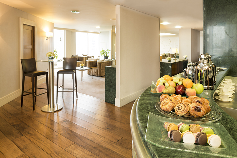 Battersea Suite at Chelsea Harbour Hotel, elegant meeting space with refreshments.