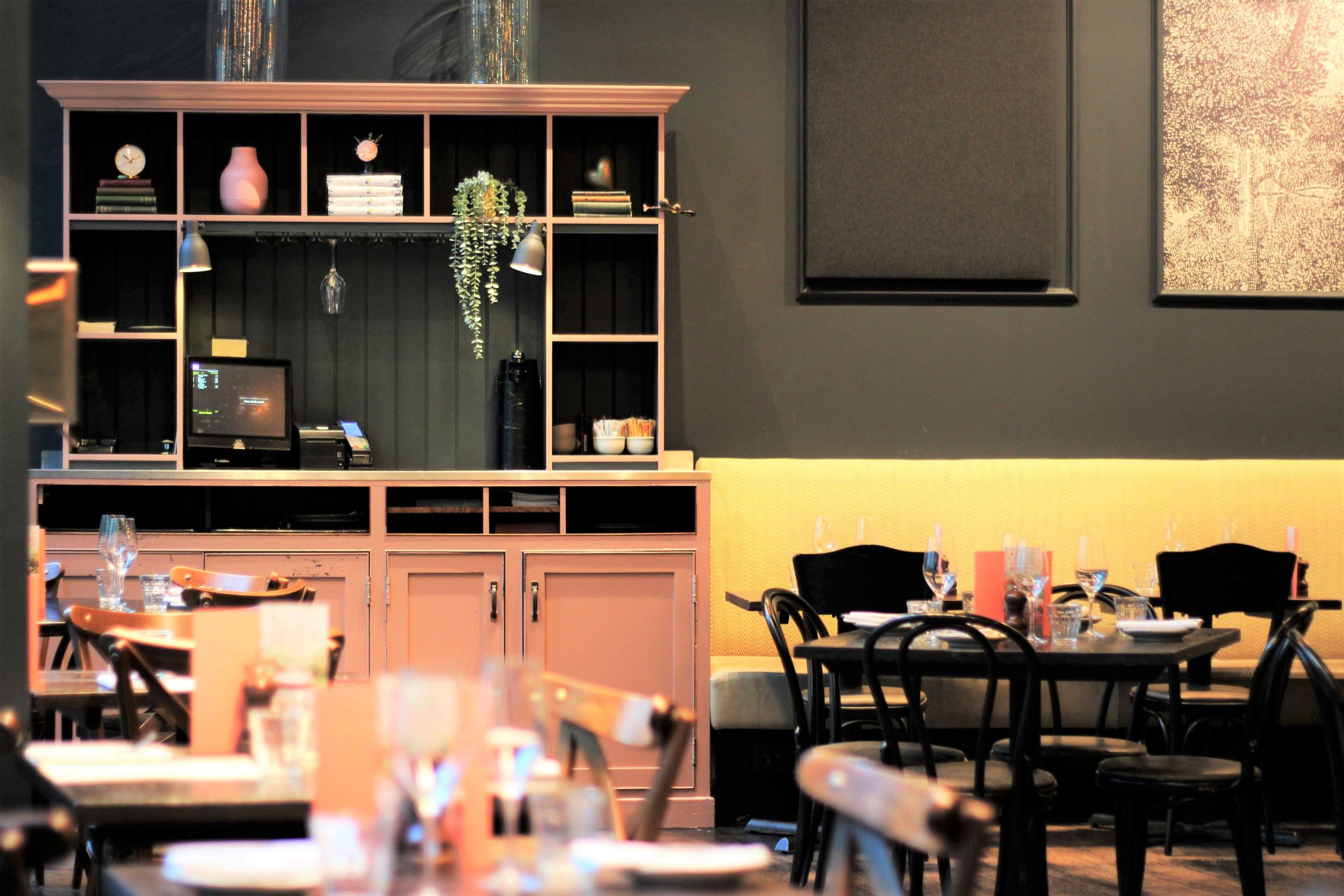 Stylish restaurant interior at Brasserie Blanc for corporate events and gatherings.