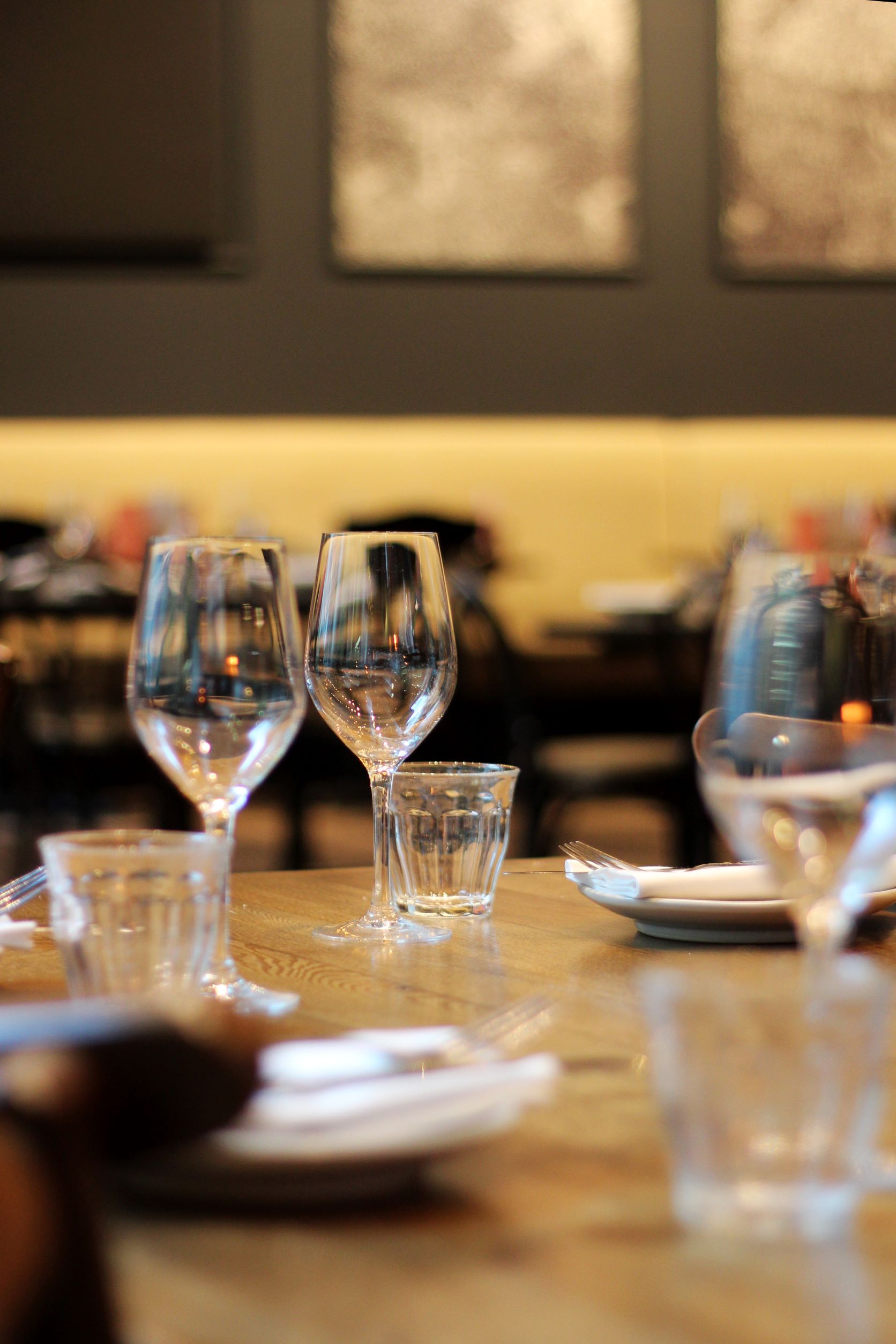 Elegant dining table at Brasserie Blanc for upscale corporate events and gatherings.