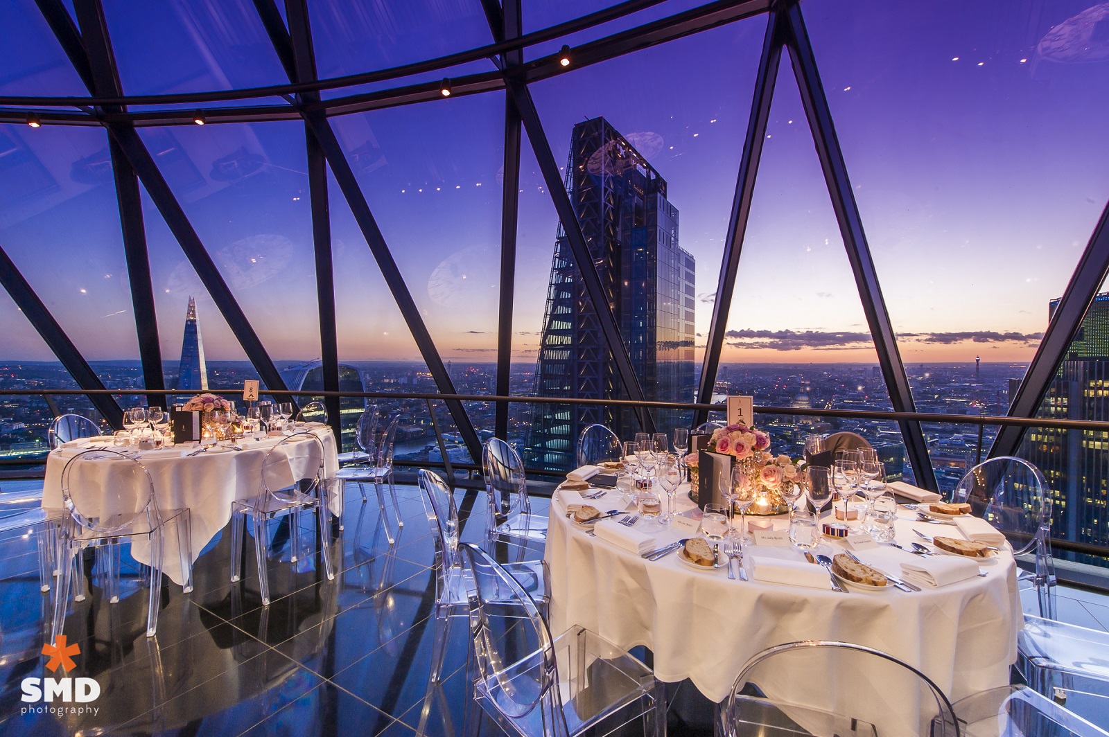 Exclusive hire of Helix and Iris at Searcys, elegant event space with city skyline views.